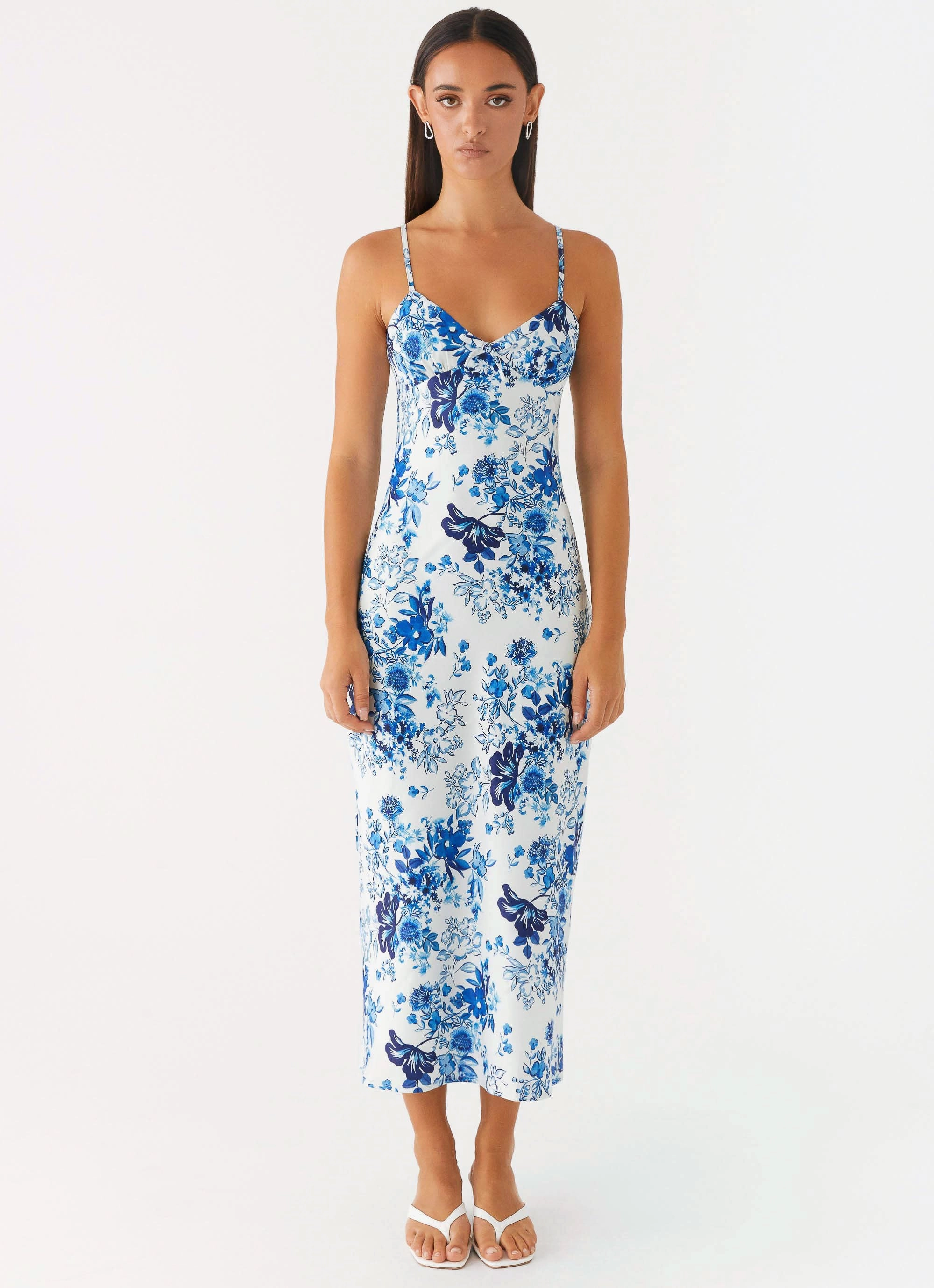 Work Flex Fresh Palette Take Chances Midi Dress - Serene Sky Floral