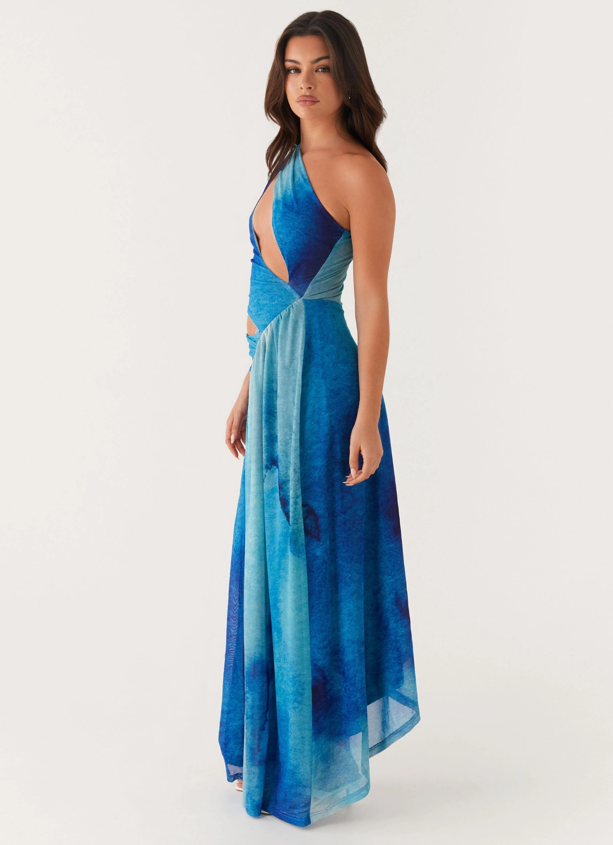 Workwear Comfort Blinded Maxi Dress - Blue Tie Dye
