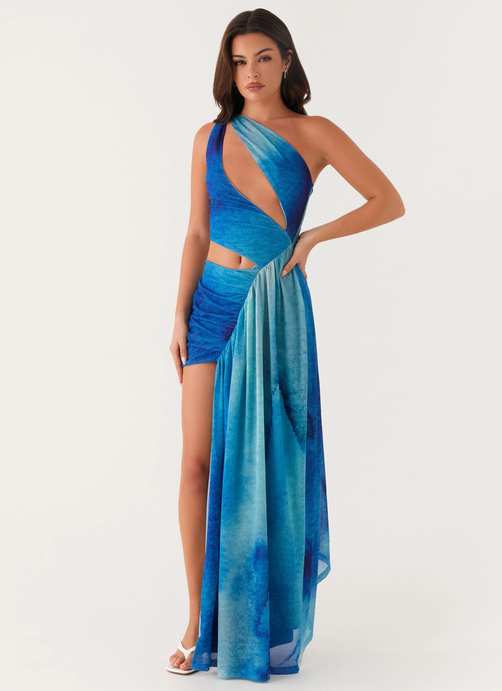 Blinded Maxi Dress - Blue Tie Dye All Season Hidden Pocket