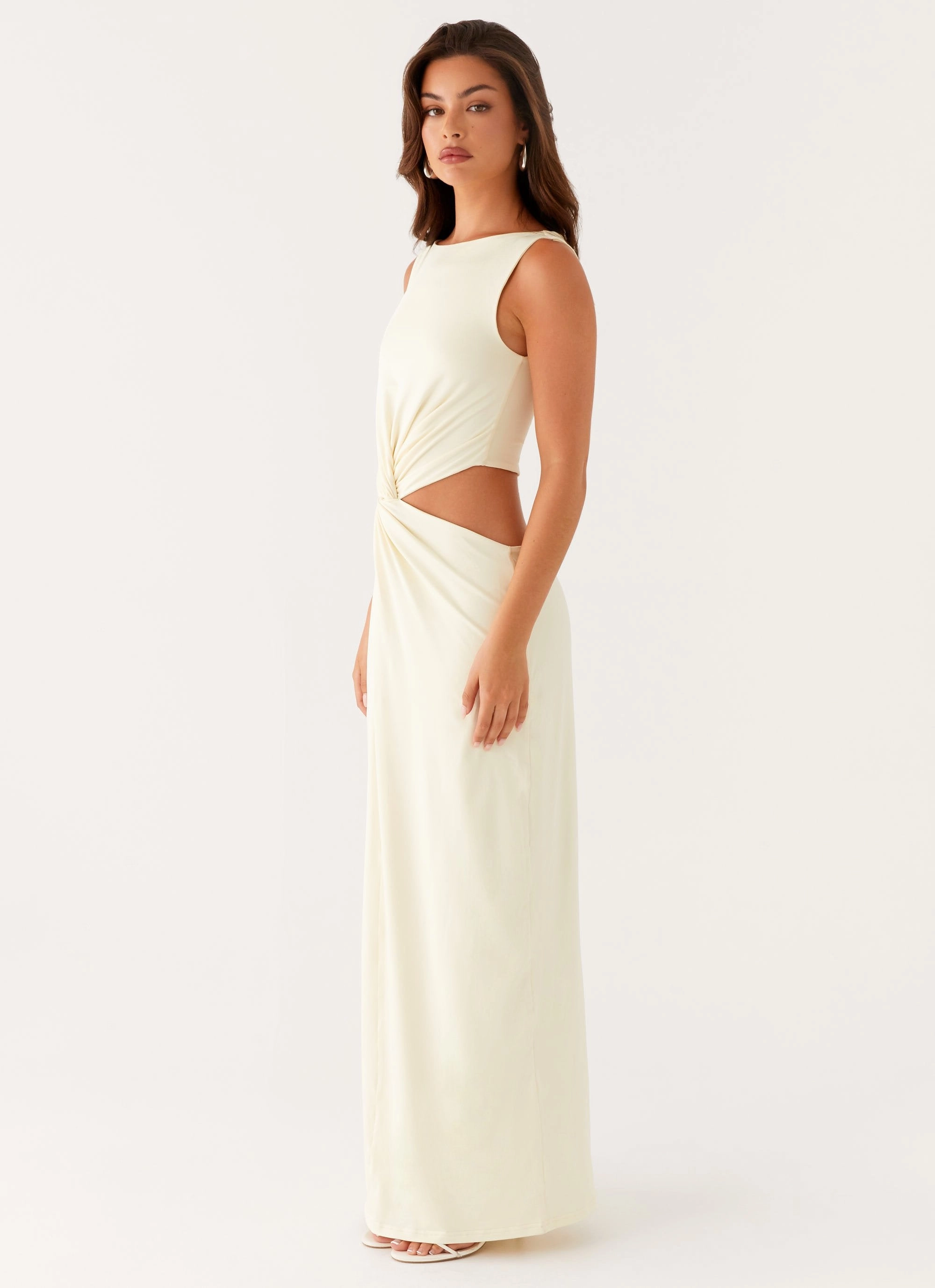 Lilabelle Twist Maxi Dress - Yellow Side Tie