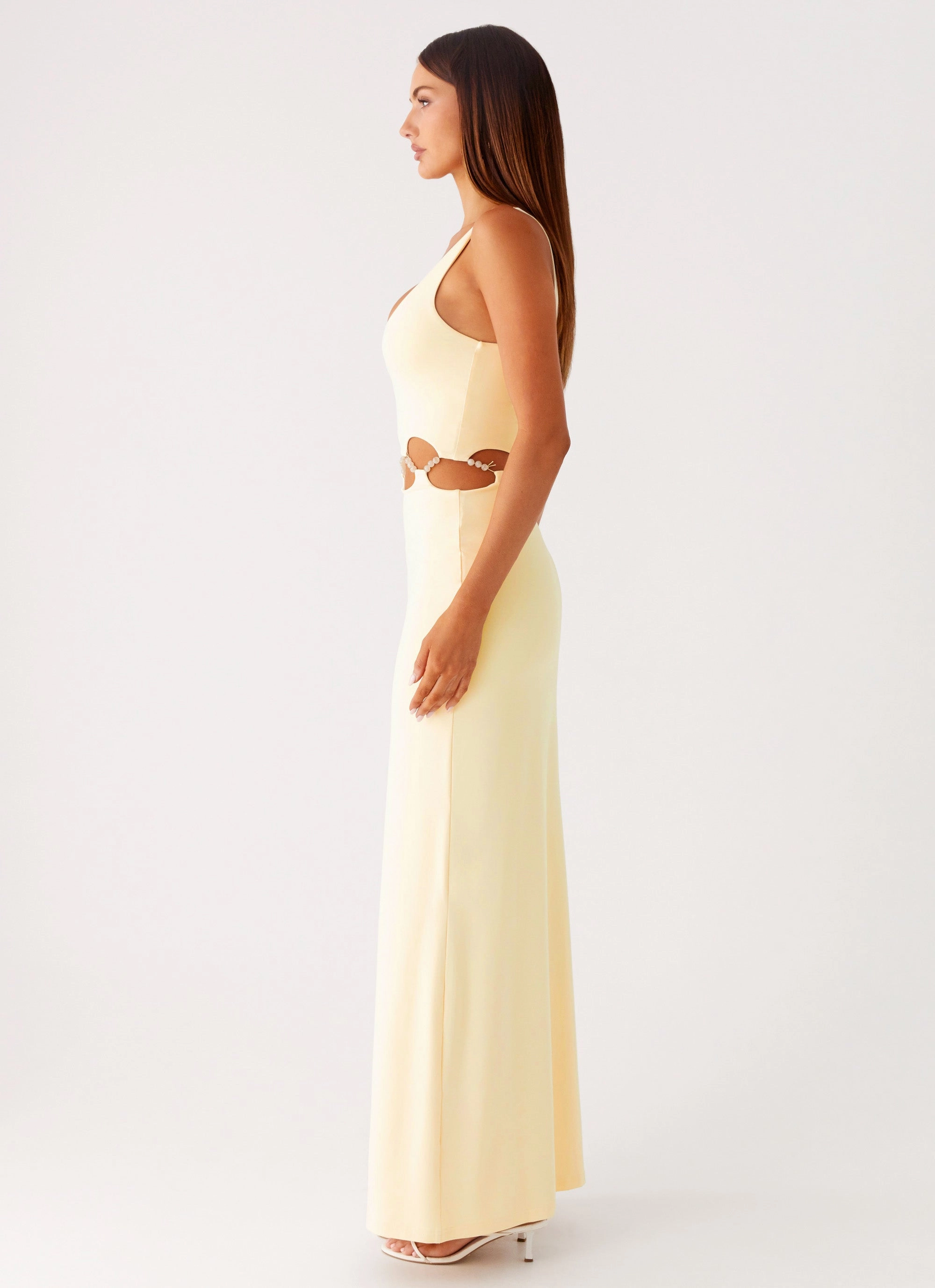 Layered Look Dreamboat Beaded Maxi Dress - Yellow