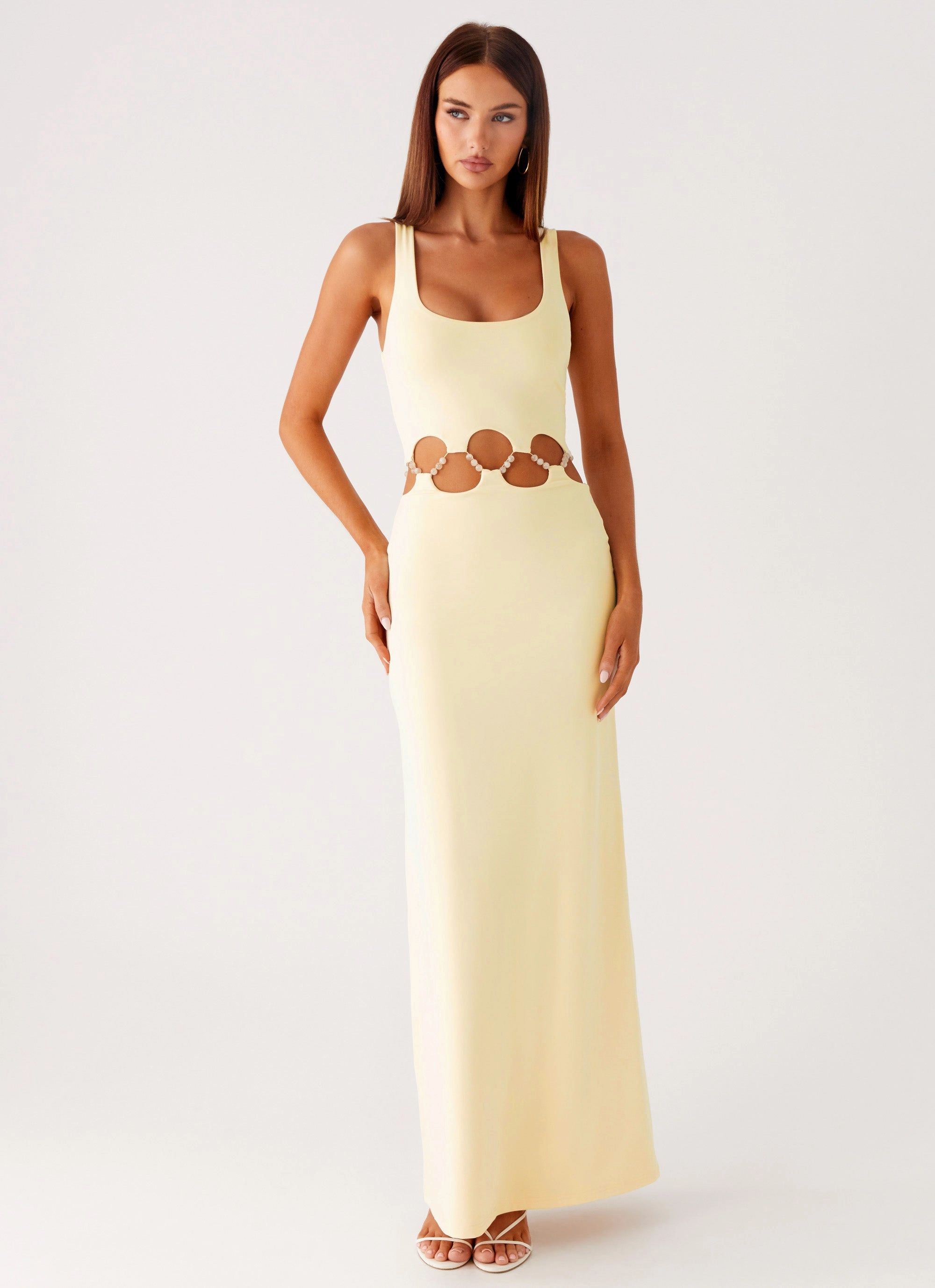 Dreamboat Beaded Maxi Dress - Yellow Contemporary Vibe