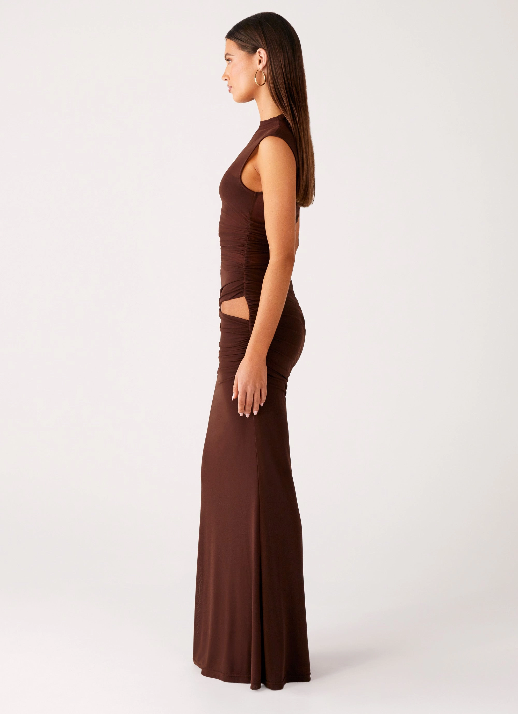 Briony Maxi Dress - Cool Chocolate Clean Edge Fashionable Look