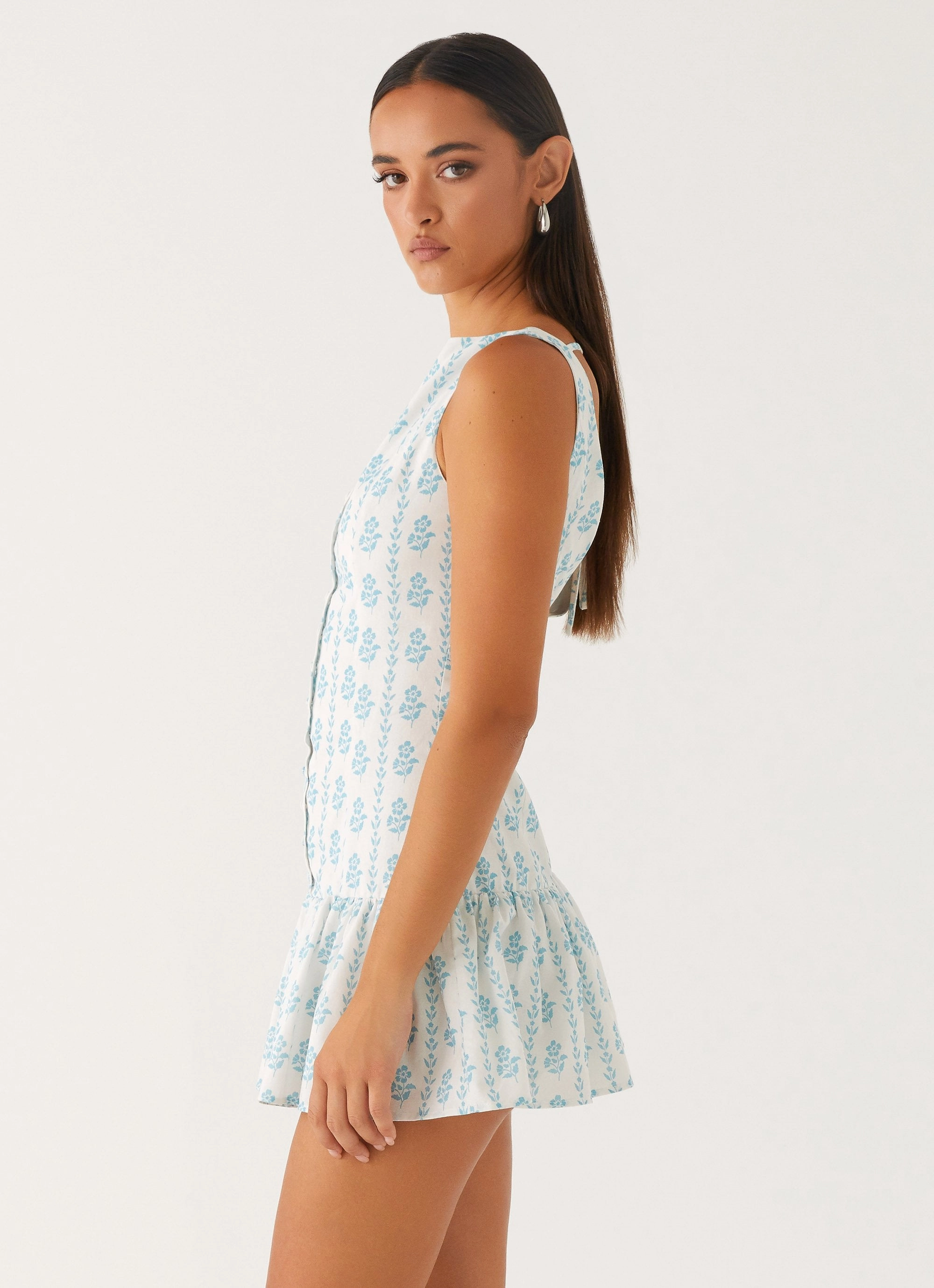 Meggie Linen Mini Dress - Sweet Daydream Print Layered Wear