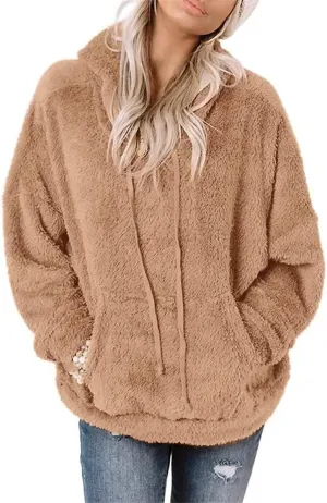 Fleece Hoodies for Women 2024 Casual Pullover Sweatshirts Long Sleeve Jacket with Pockets