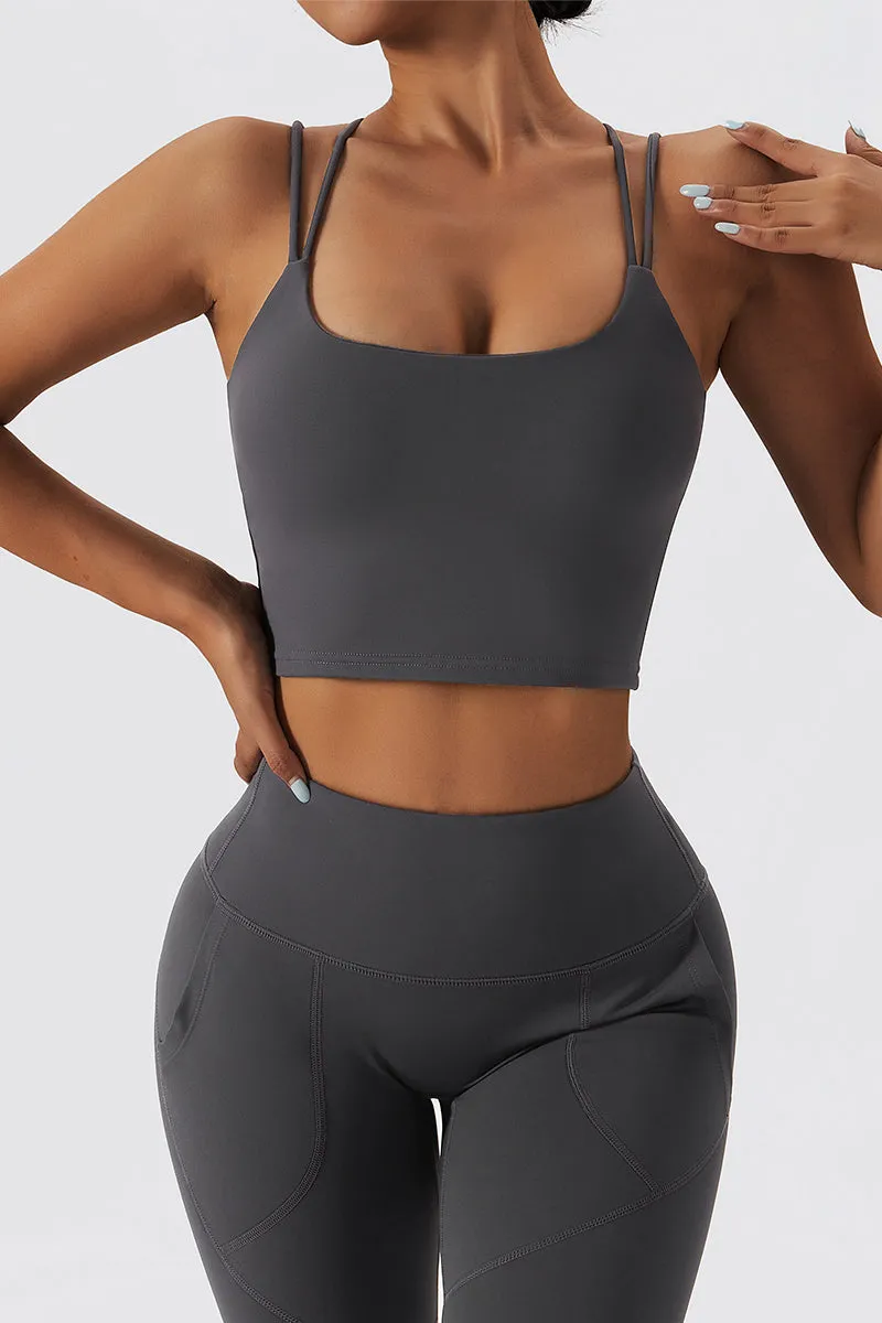 Fleece-Lined Strappy Sports Bra