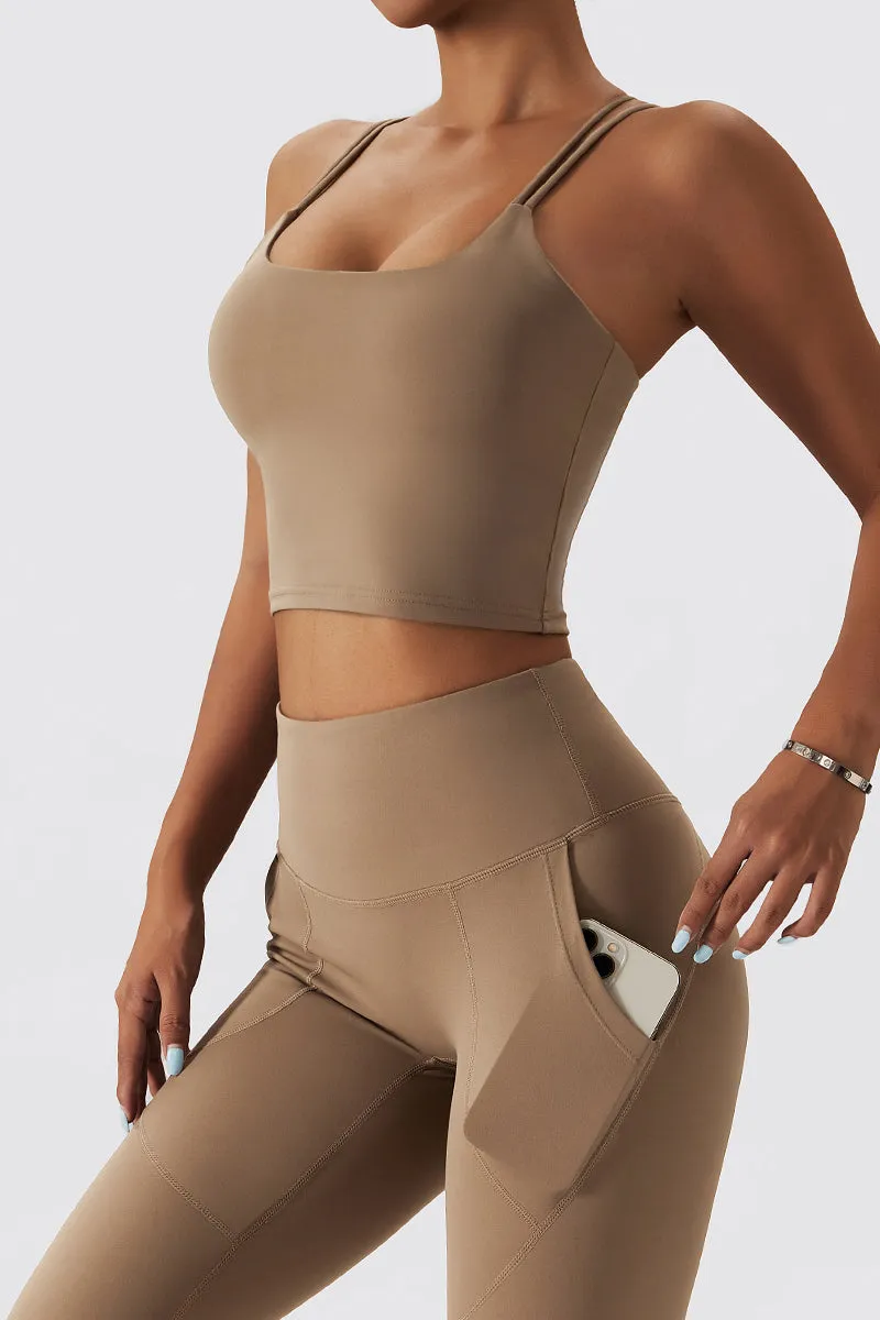 Fleece-Lined Strappy Sports Bra