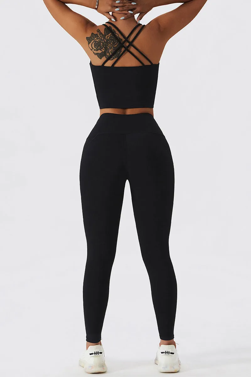 Fleece-Lined Strappy Sports Bra