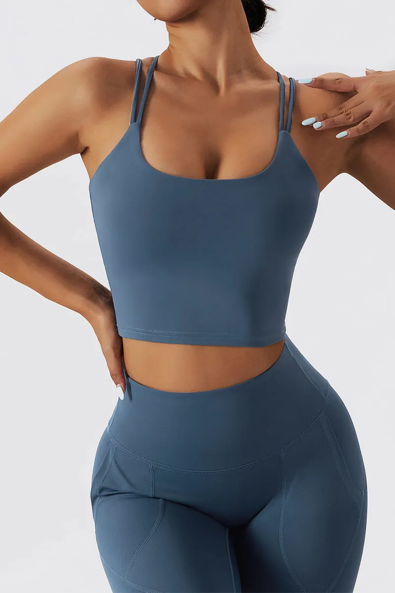 Fleece-Lined Strappy Sports Bra