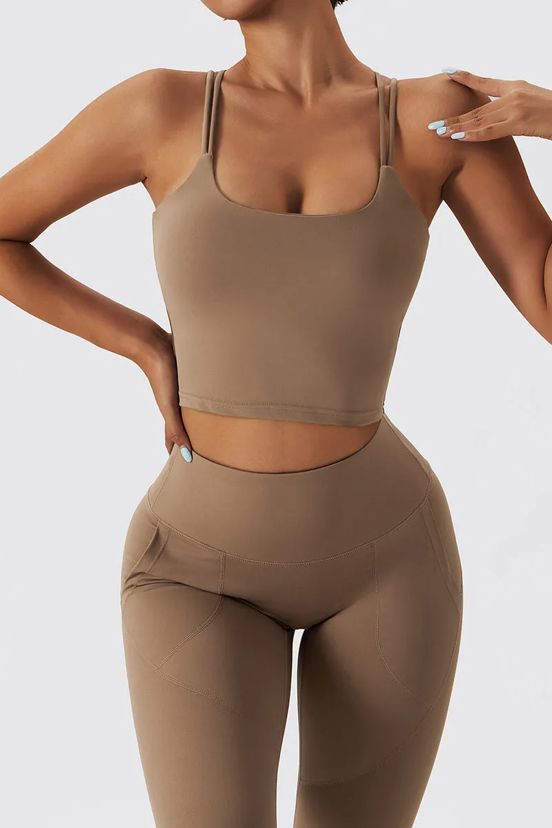 Fleece-Lined Strappy Sports Bra