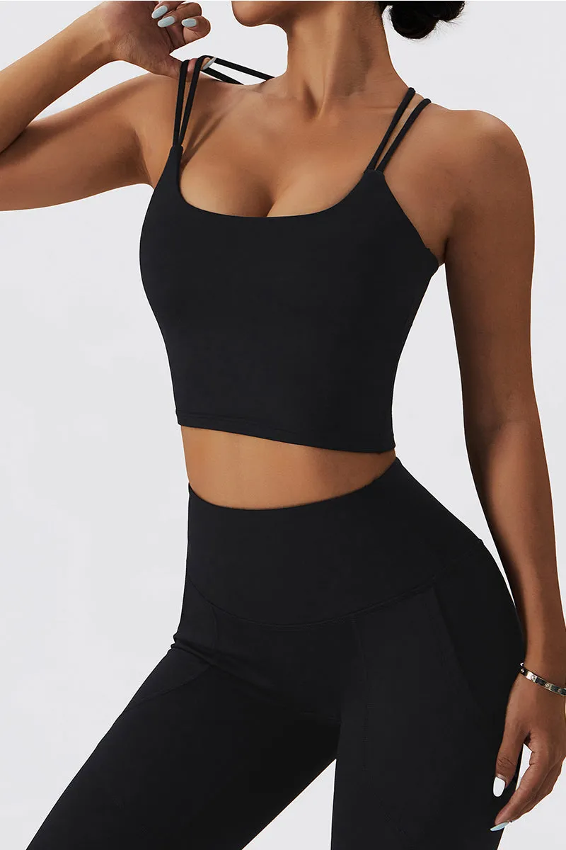 Fleece-Lined Strappy Sports Bra