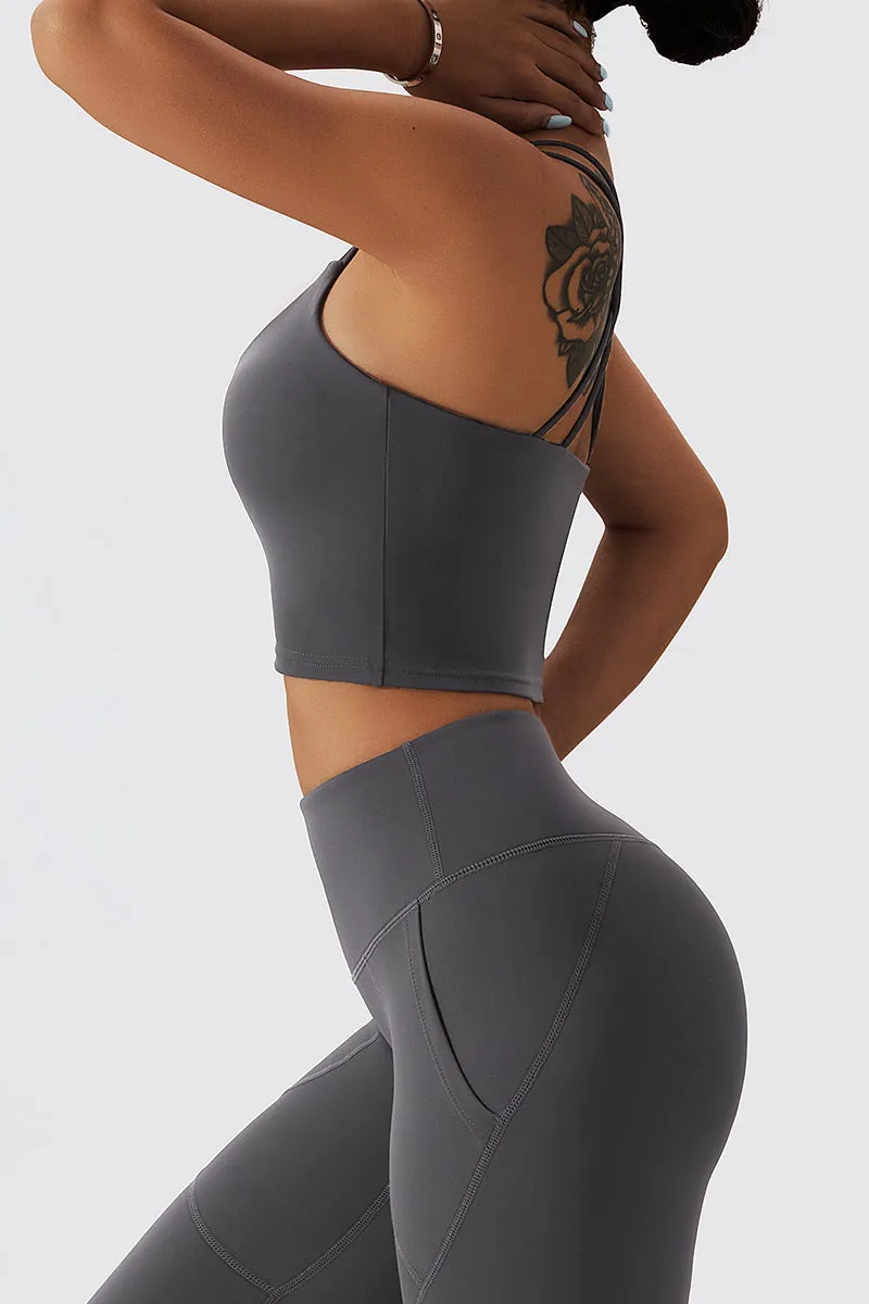 Fleece-Lined Strappy Sports Bra