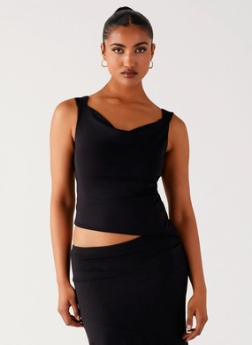 Wonderlust Cowl Top - Black Taped Edges Active Wear