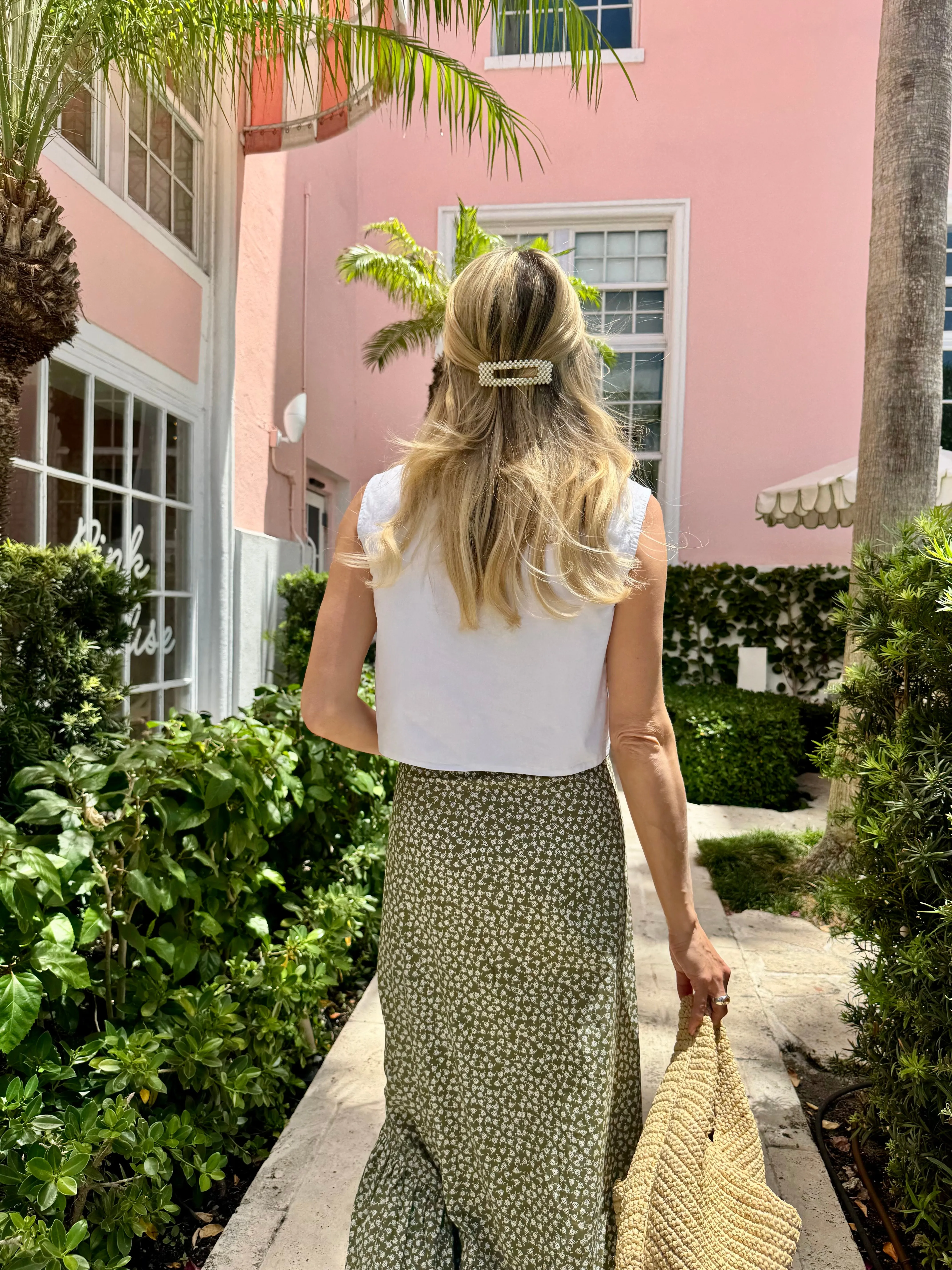 MASON'S DAUGHTER | Blythe Skirt, Olive Green & Ivory Printed Poplin Durable Weave