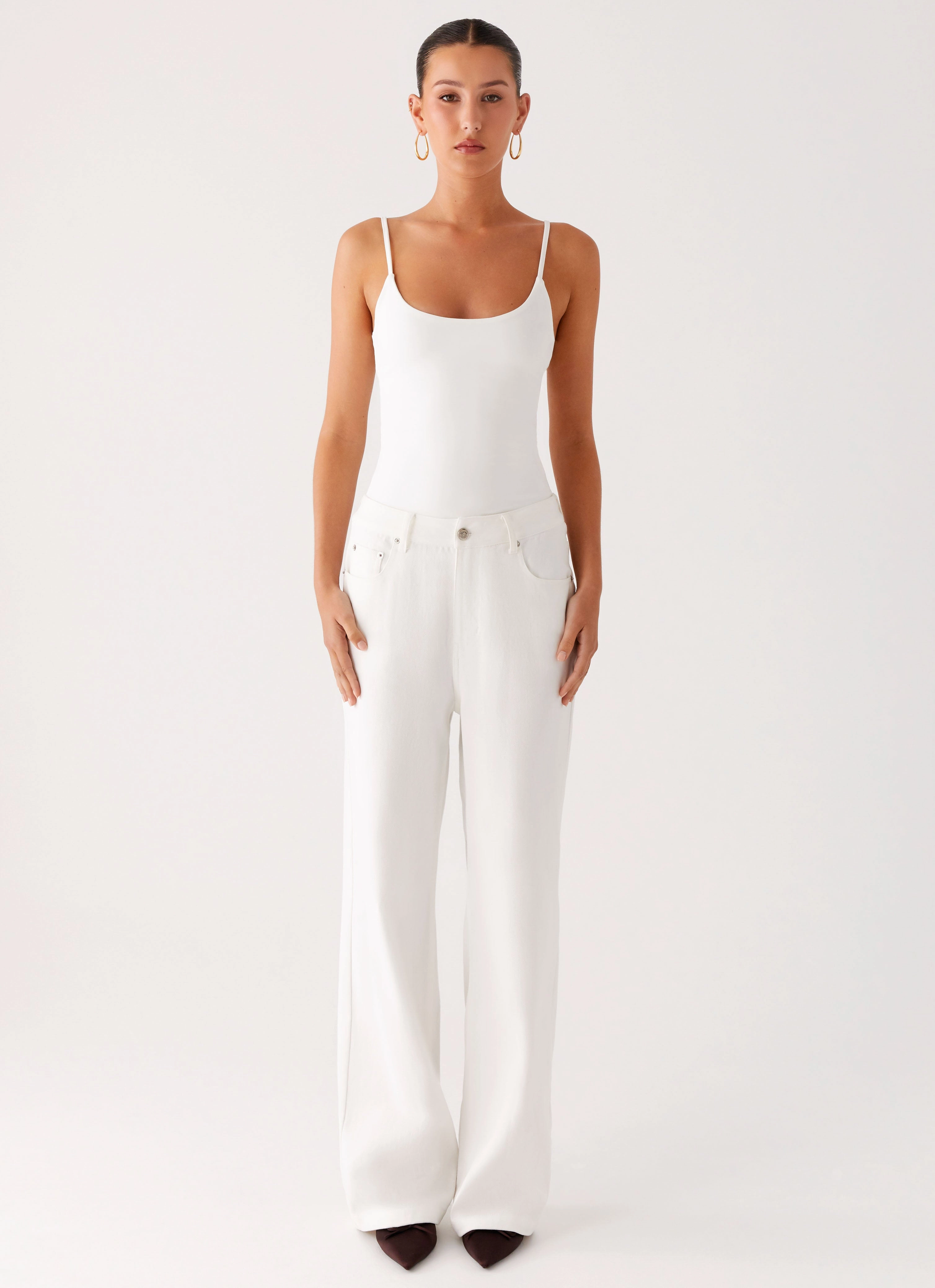 Back Again Straight Leg Denim Jeans - White Slim wear