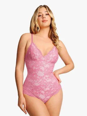 Shapewear Firm Control Smoothing Full Lace Thong Bodysuit elegant design