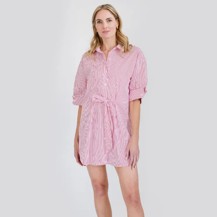 MASON'S DAUGHTER | Anna Dress, Red and White Striped Light support Layer Comfort