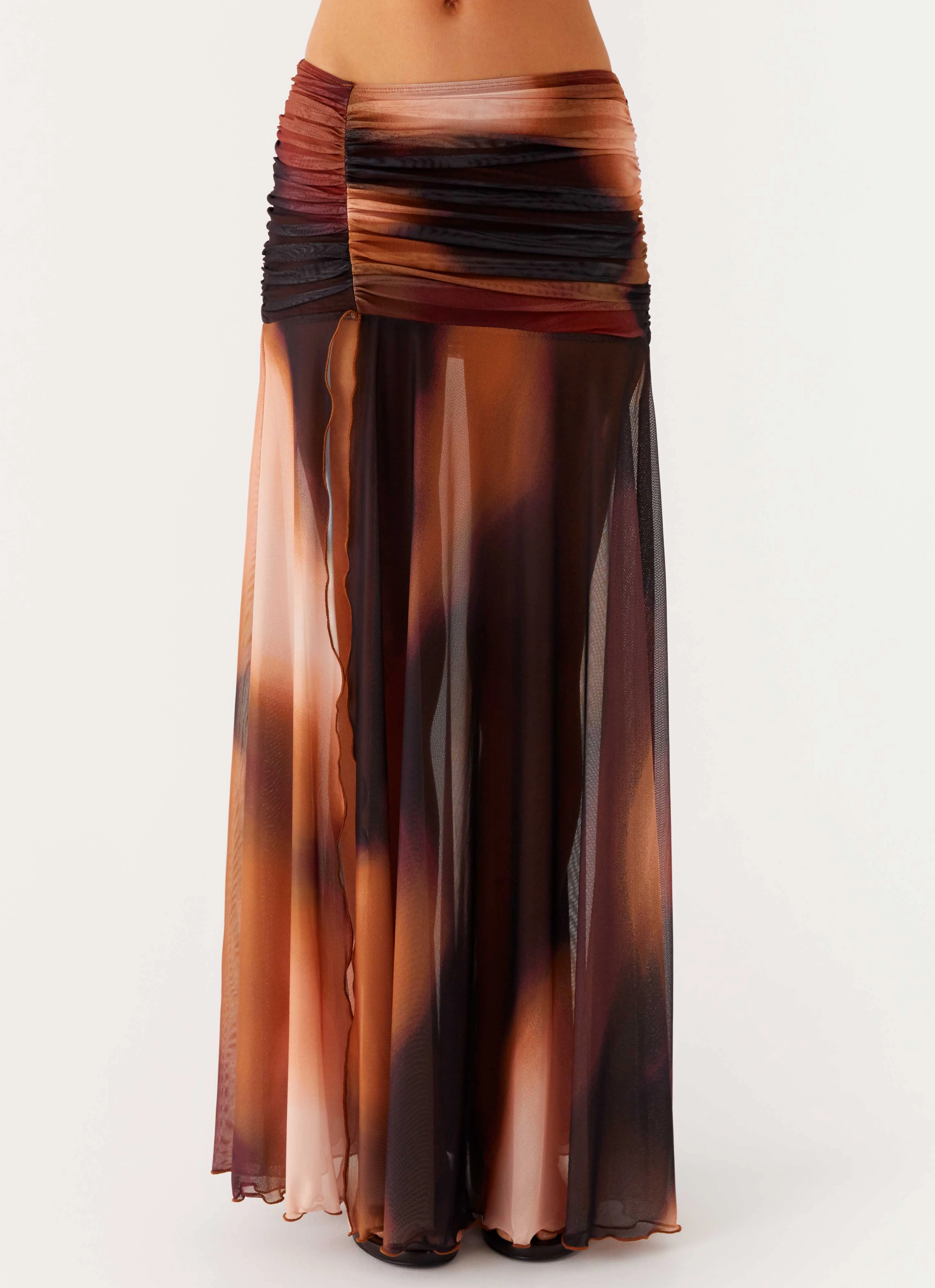 Abrasion Resistant Fabric Stargazer Mesh Maxi Skirt - Black Gradient