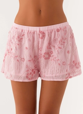 Mercer Sequin Mini Shorts - Pink Fit For Daily