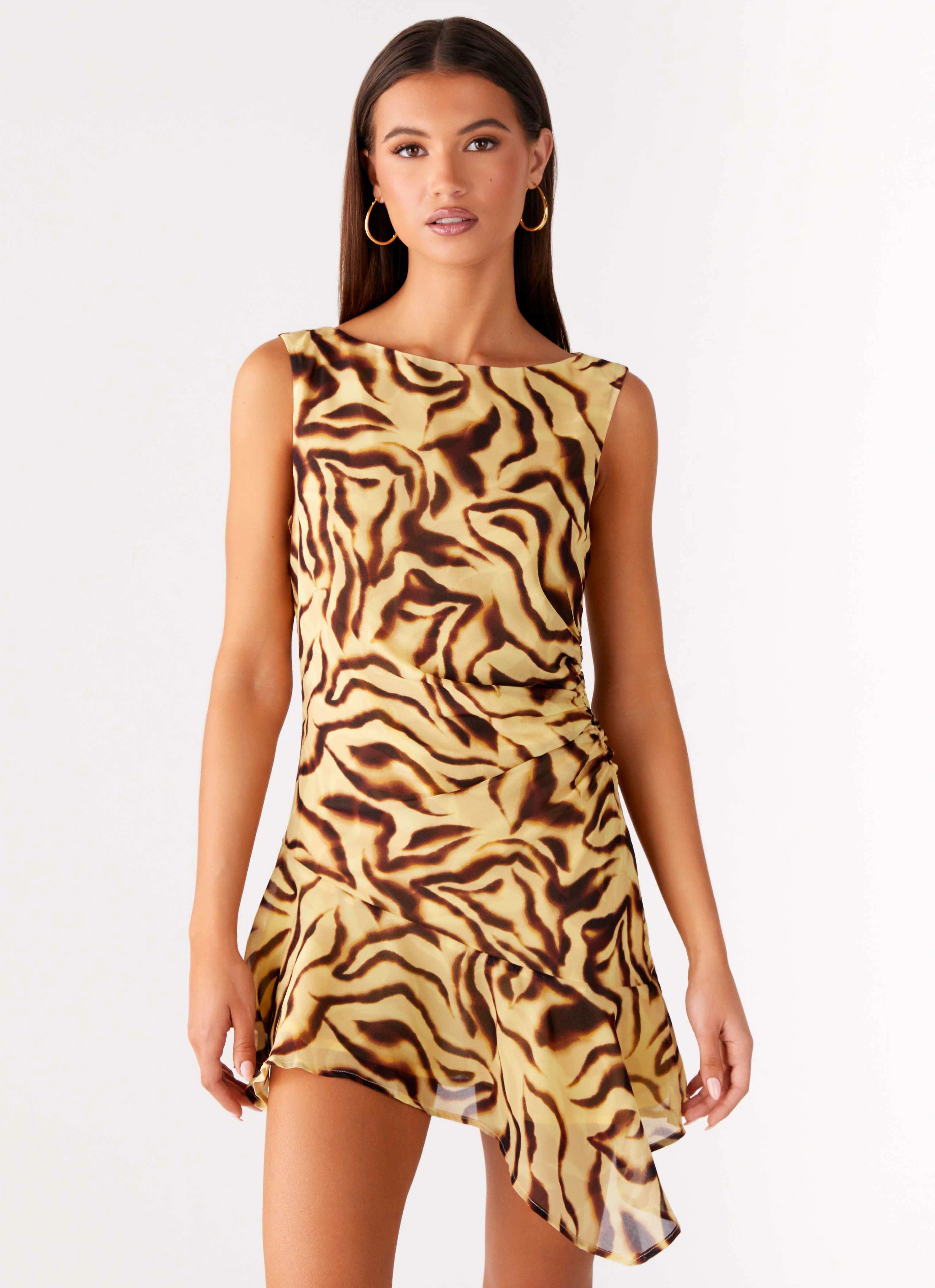 Heart Tone Maris Asymmetrical Mini Dress - Laguna Print