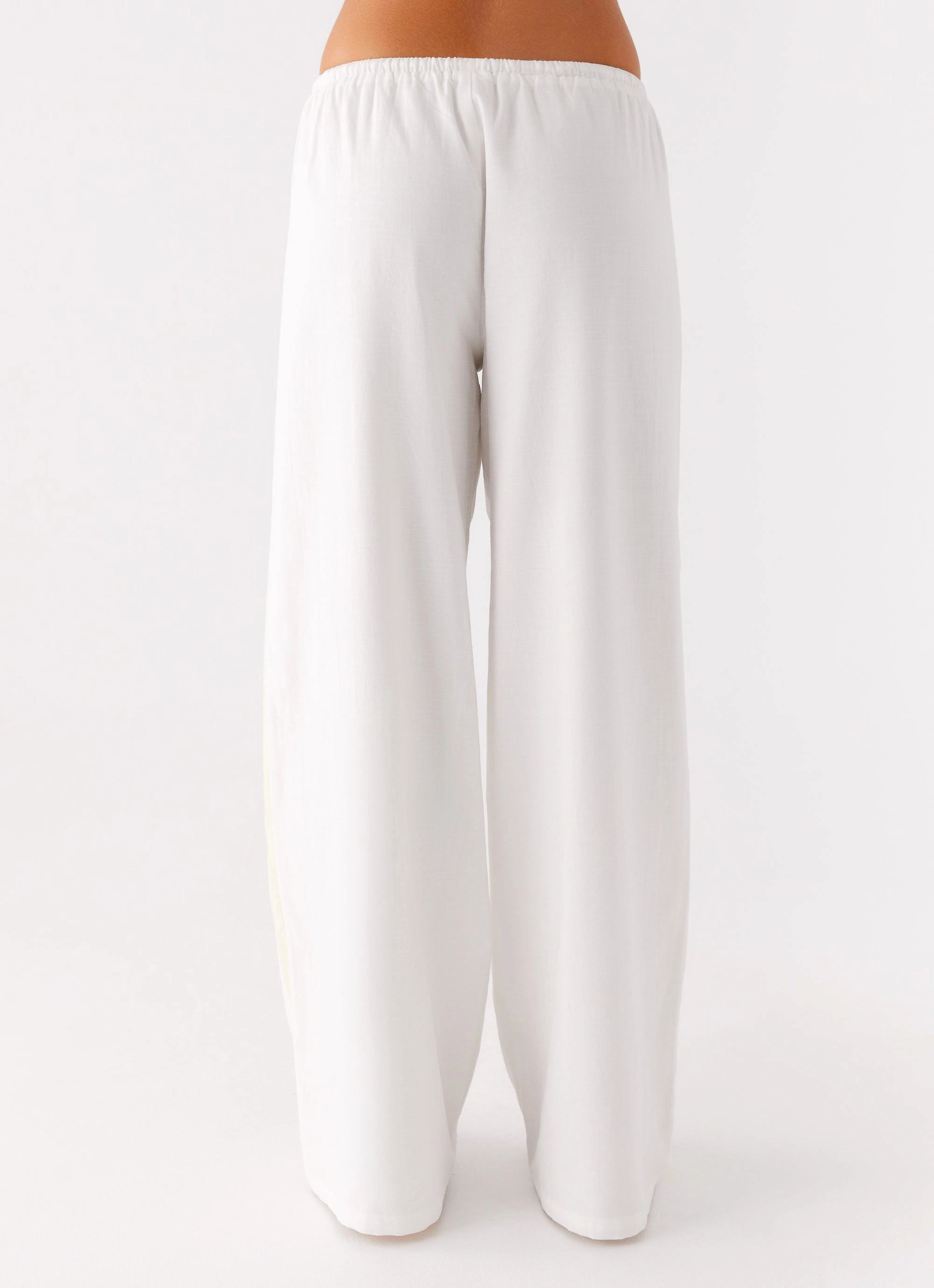 Versatile Layering Durable Twill Oska Drawstring Pants - White