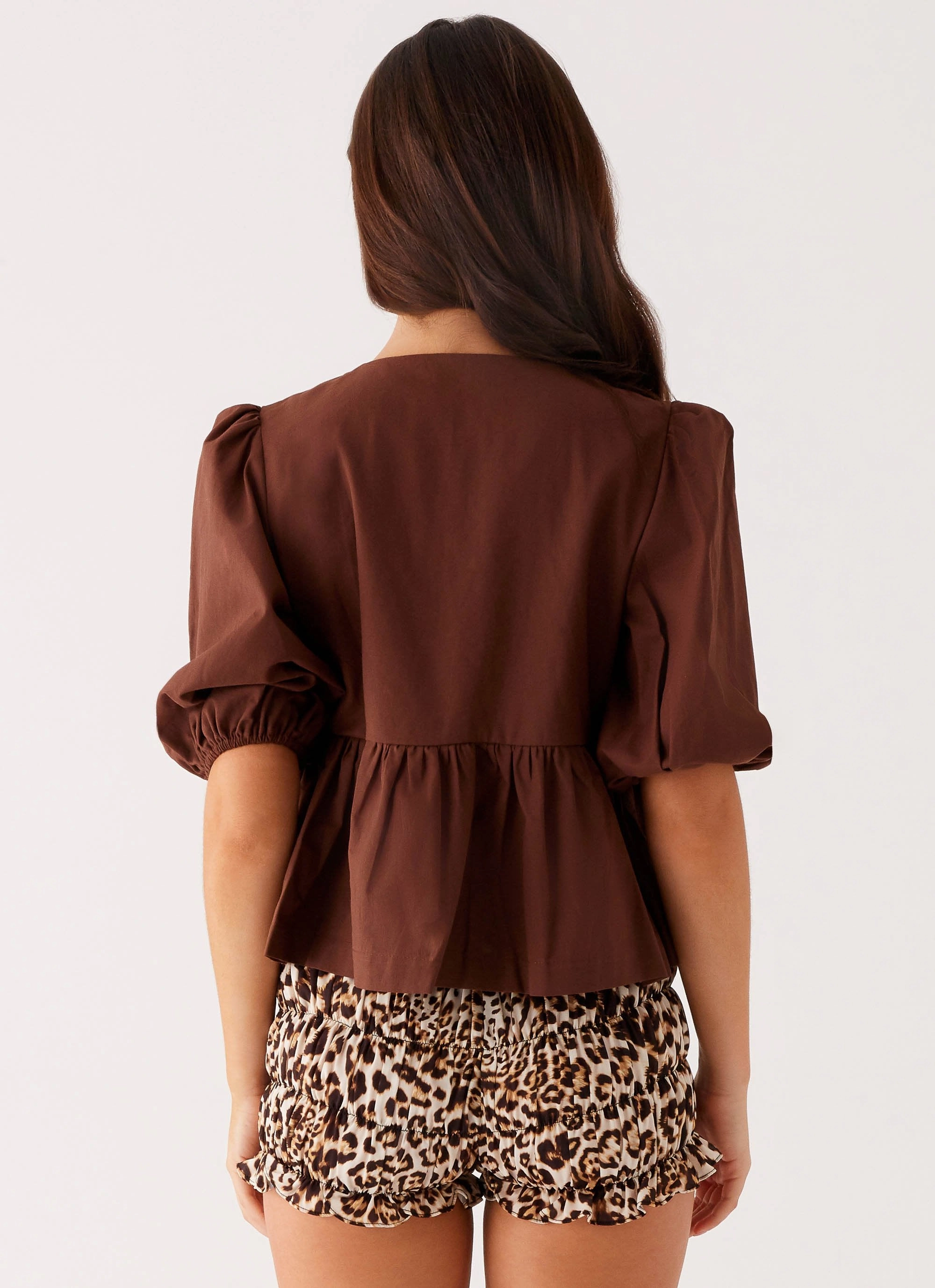 Elegant Blouse Abrasion Resistant Surface Western Wind Tie Top - Chocolate