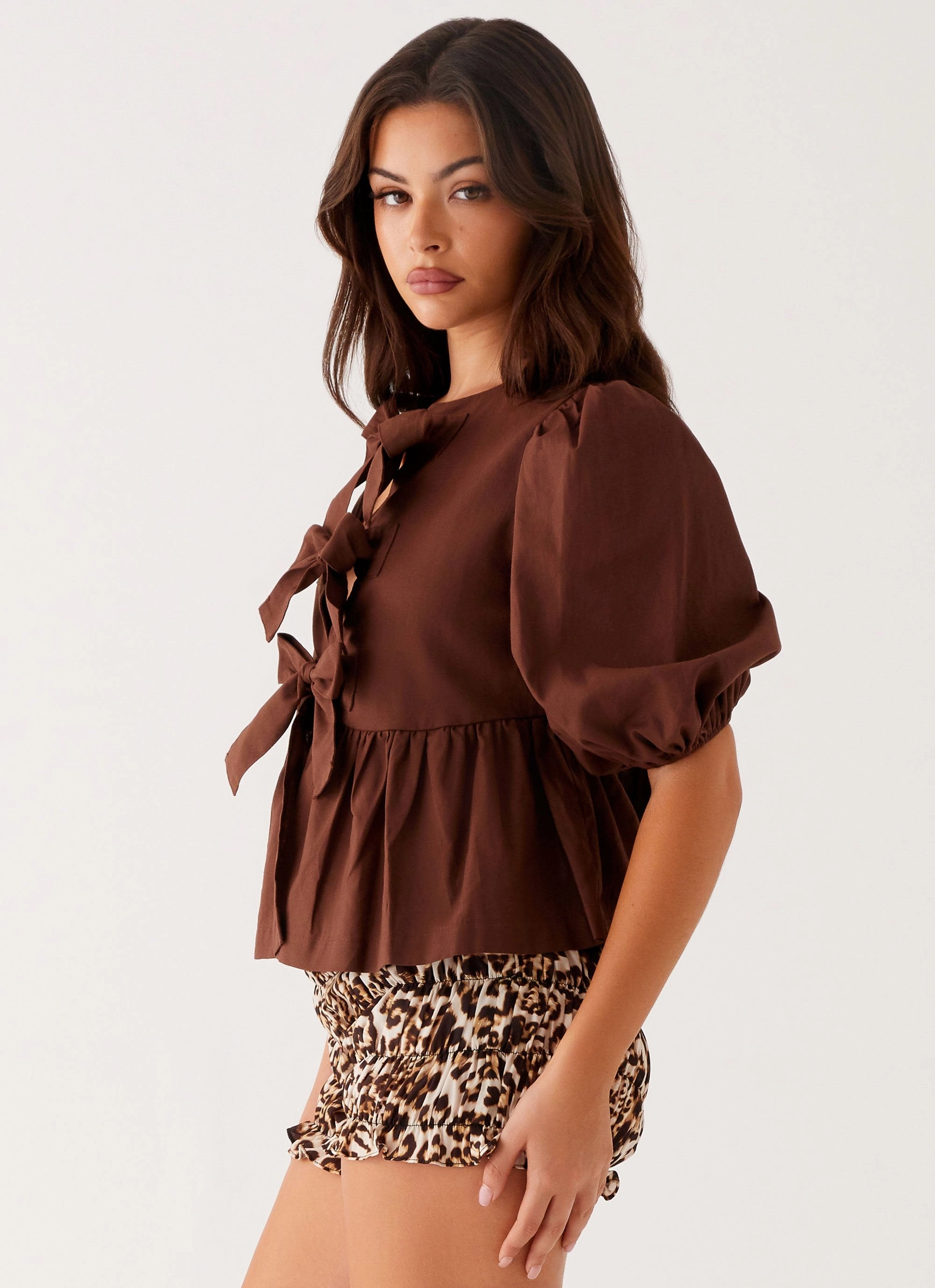 Summer Dress Western Wind Tie Top - Chocolate