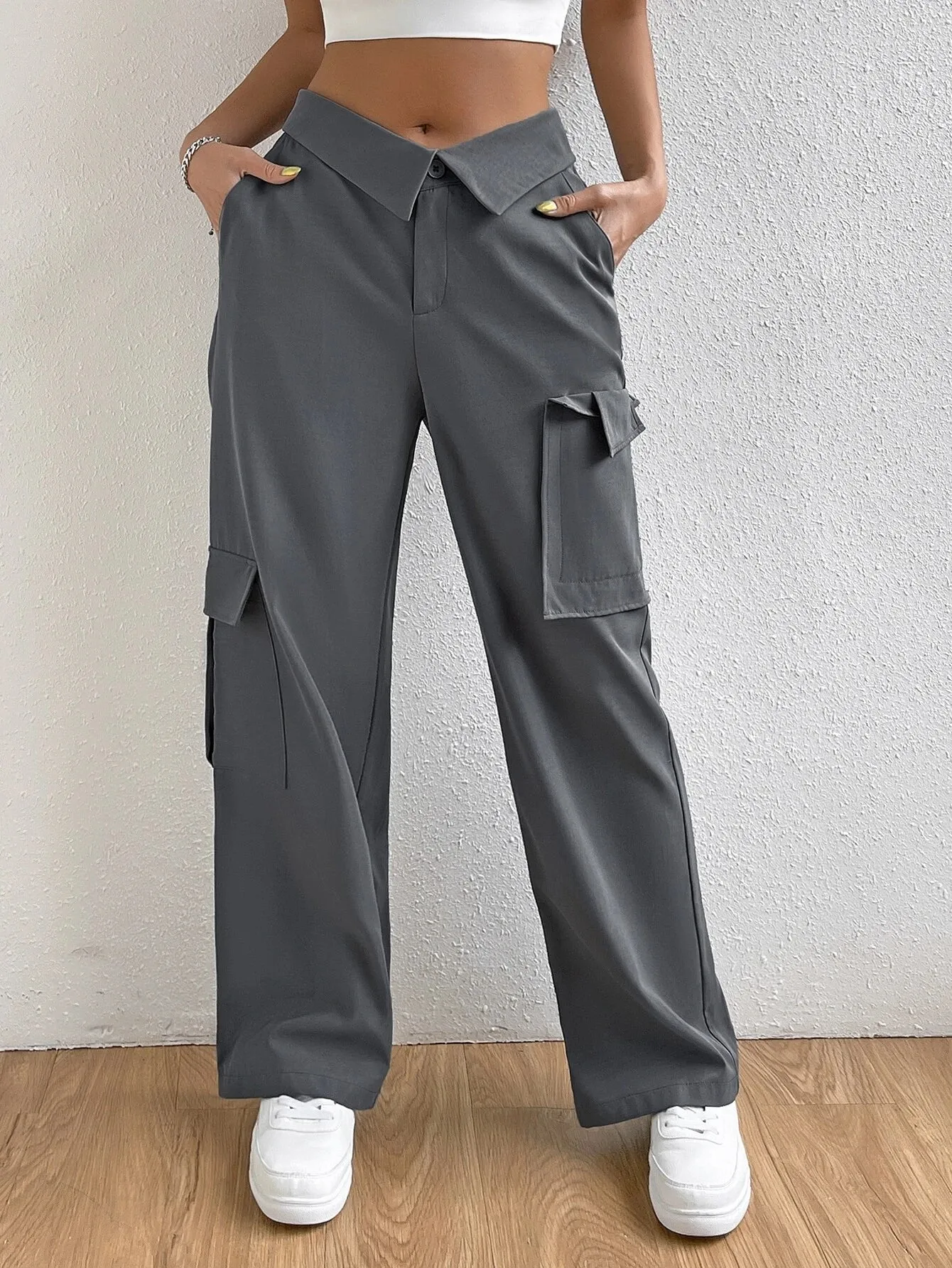 Flipped Waist Pocket Patched Cargo Pants