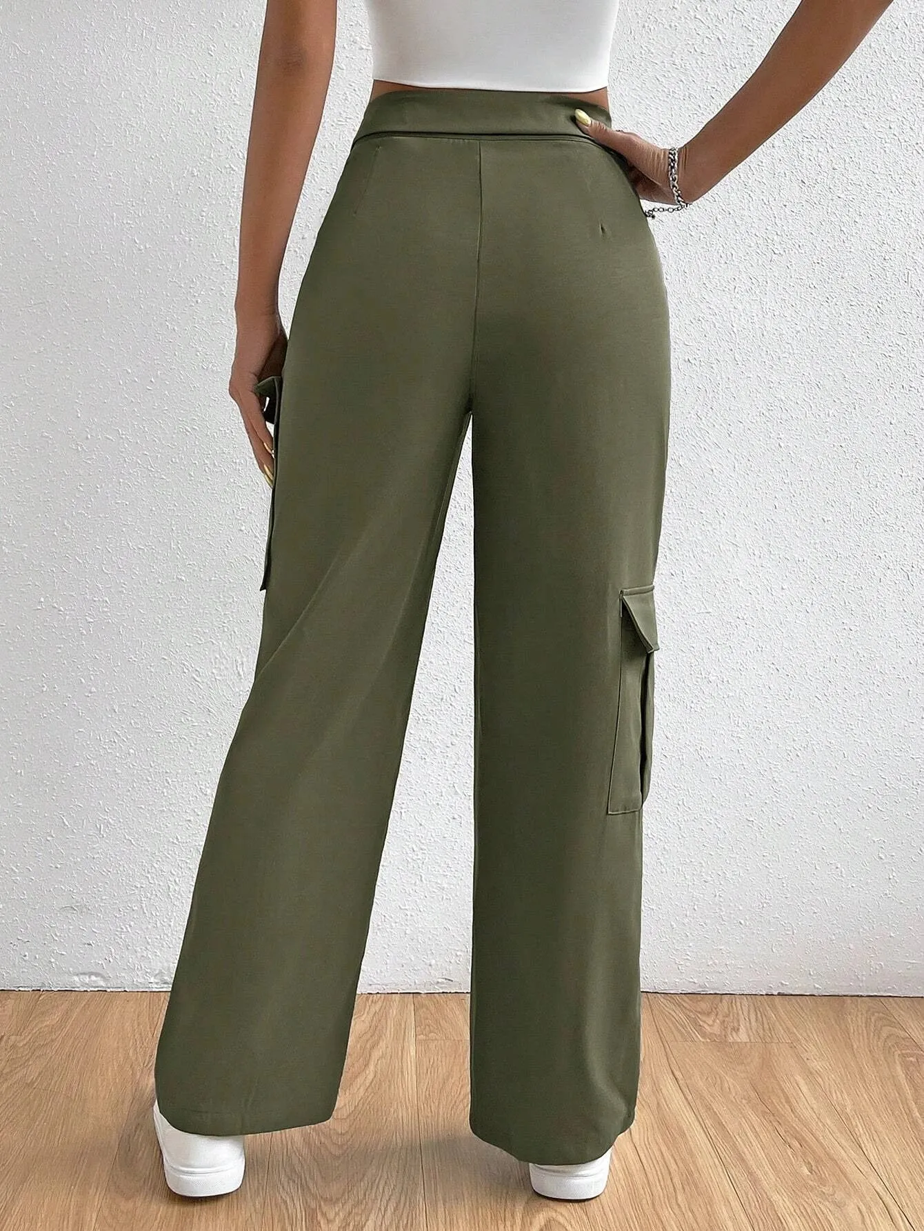 Flipped Waist Pocket Patched Cargo Pants