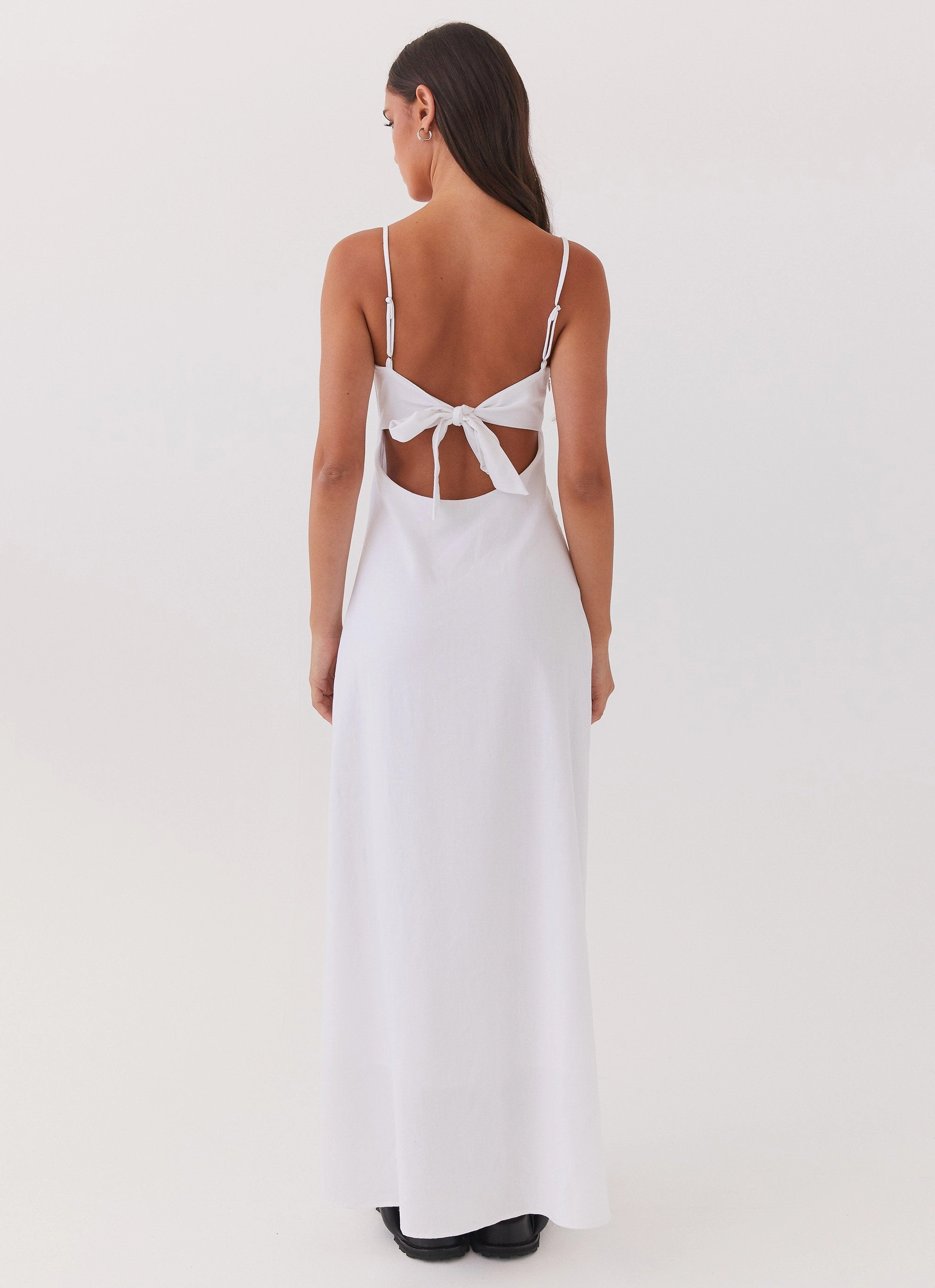 Flora Linen Maxi Dress - White Fresh Style