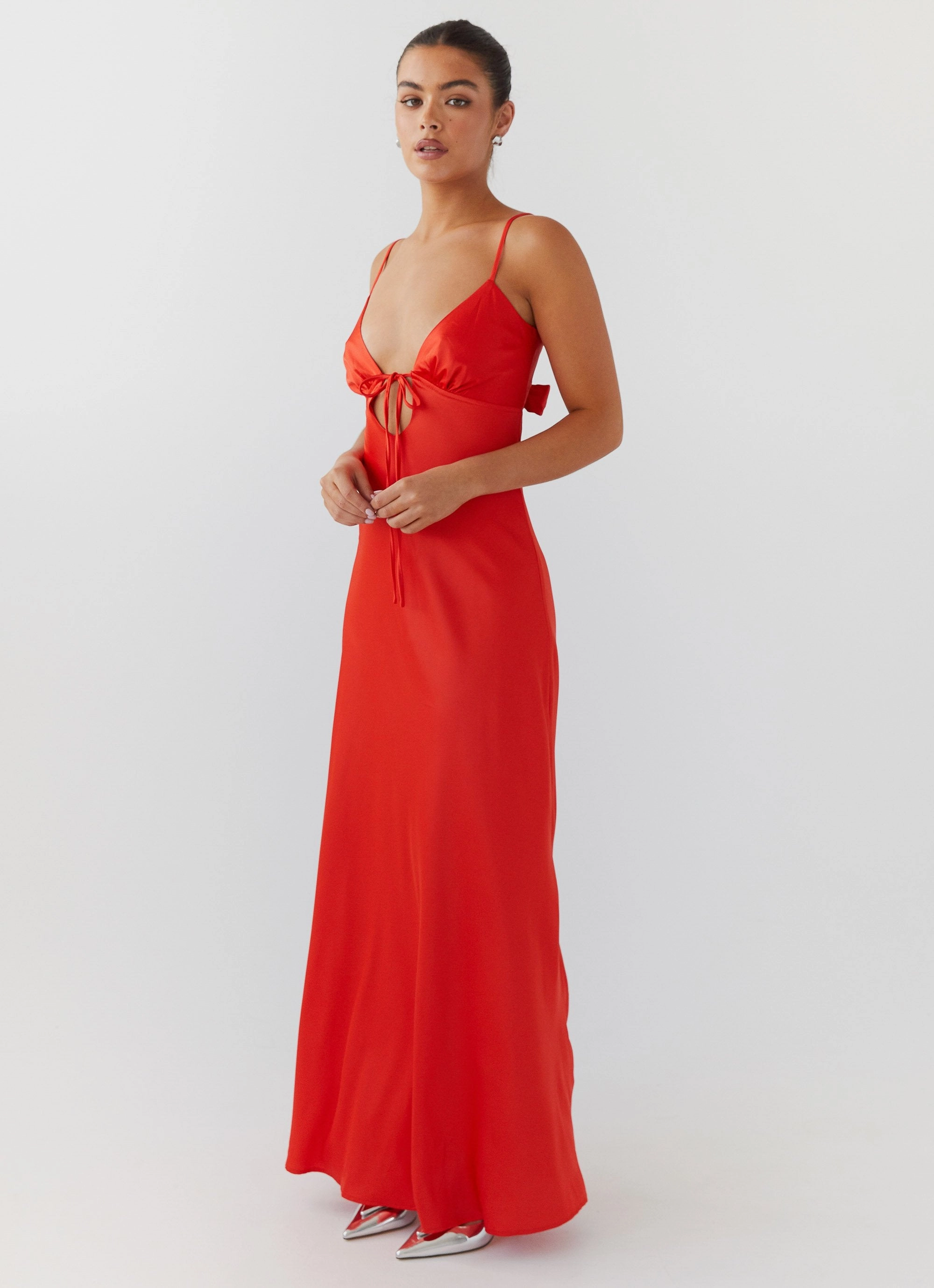 Air Layer Pure Aesthetic Flora Satin Maxi Dress - Citrus