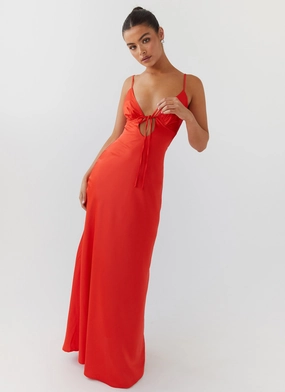 Soft Silhouette Flora Satin Maxi Dress - Citrus