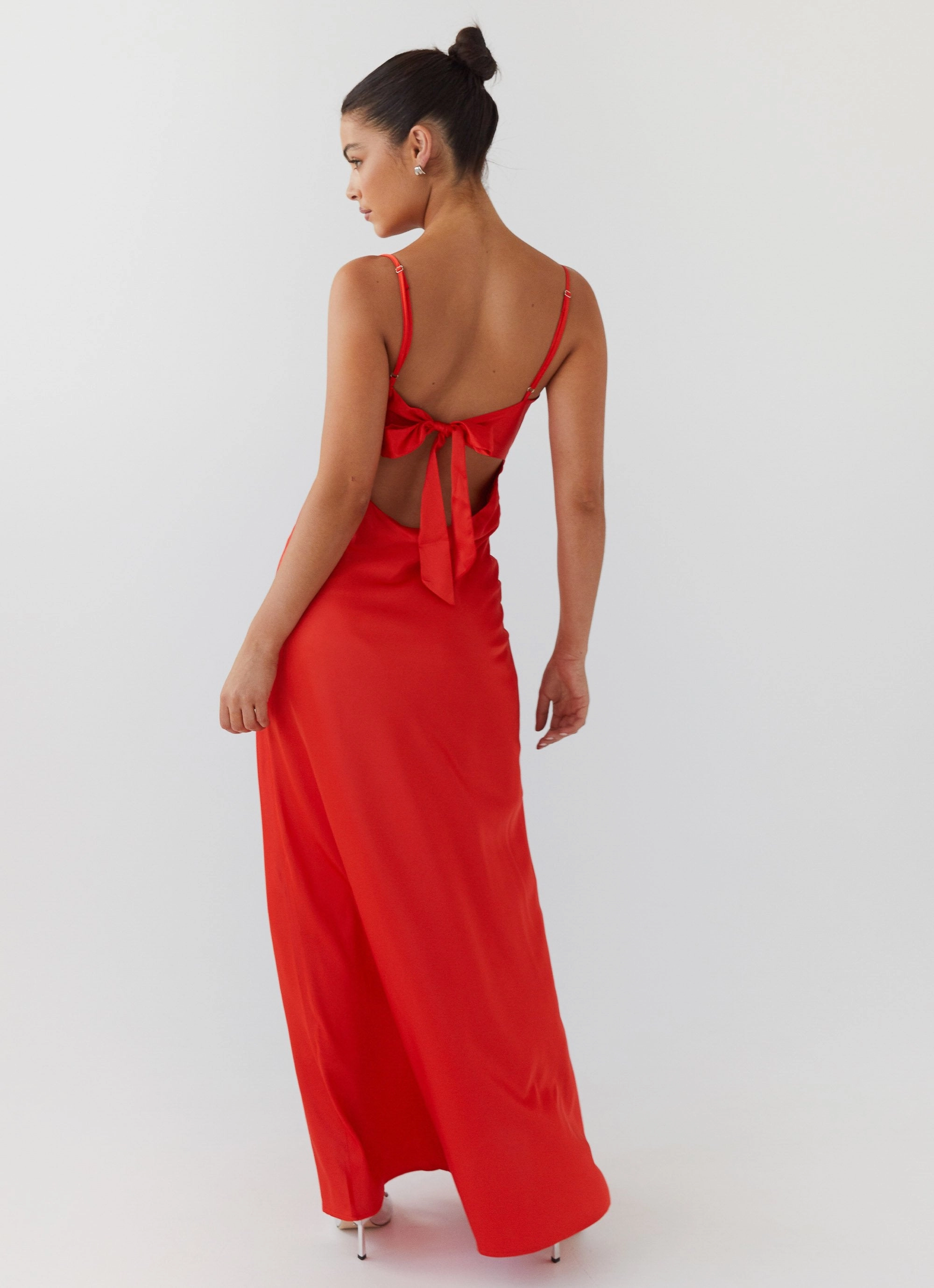 Feminine Touch Art Soul Flora Satin Maxi Dress - Citrus