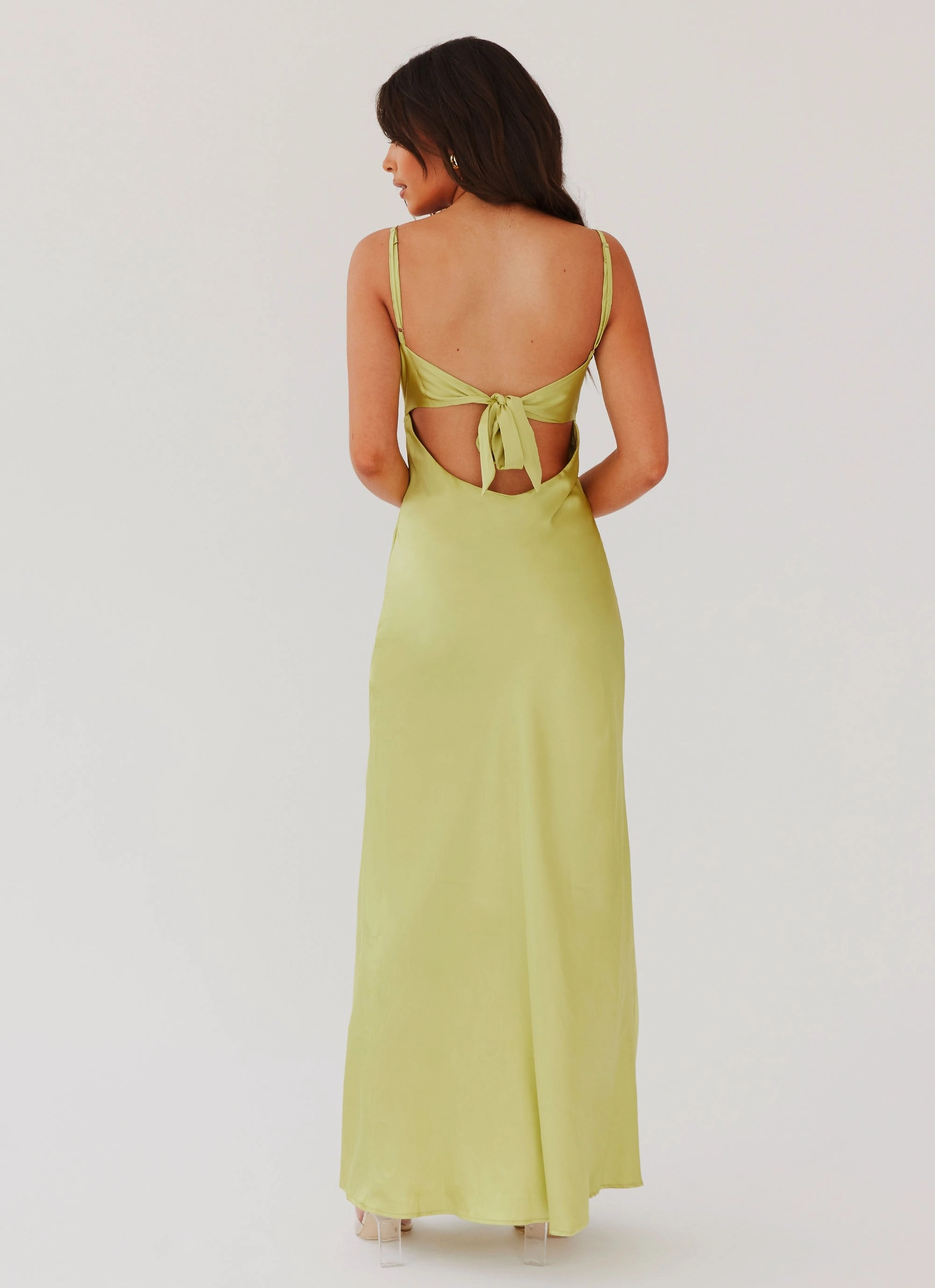 Luxe Wear Flora Satin Maxi Dress - Green Expectations