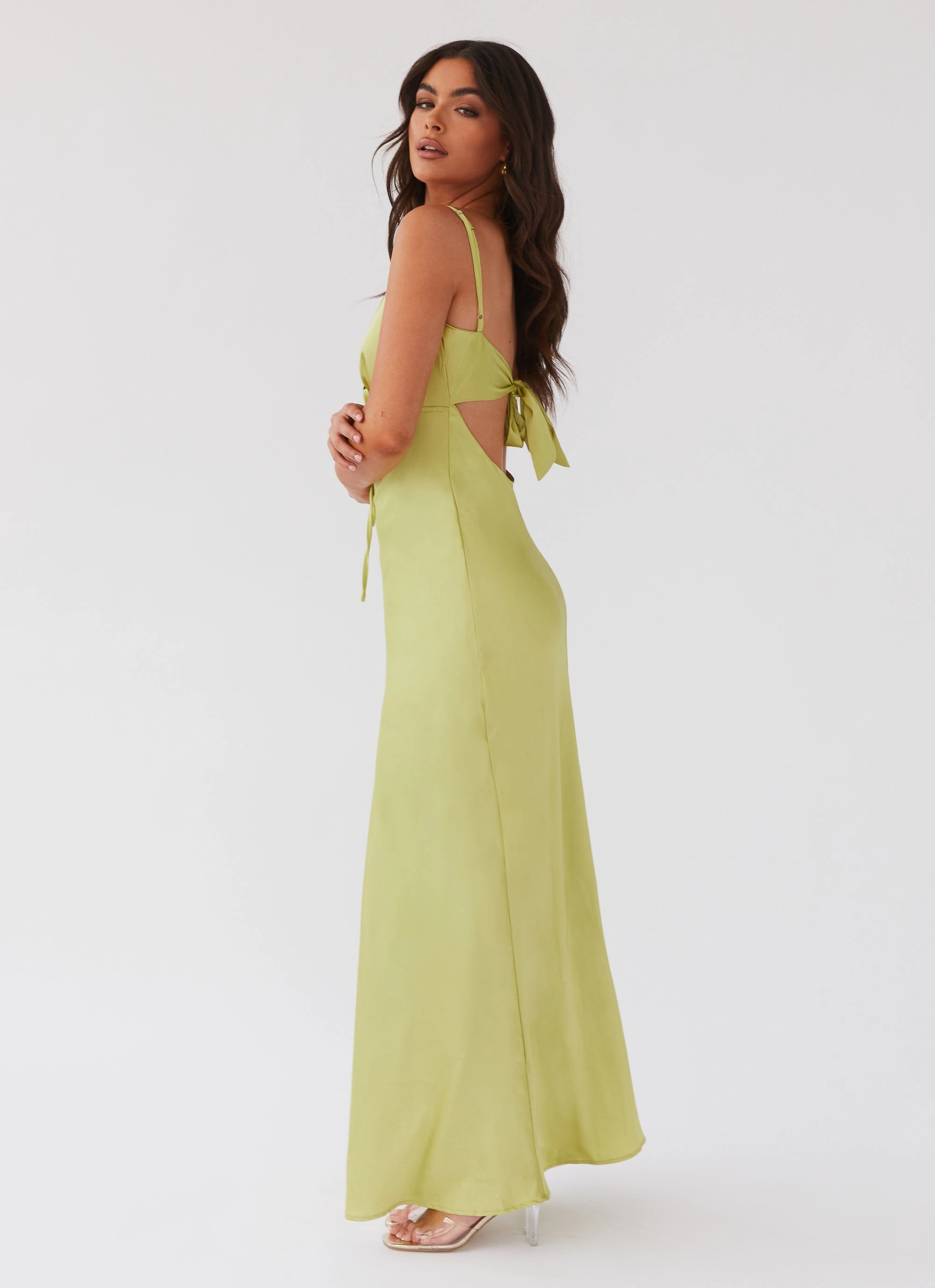Vibe Style Flora Satin Maxi Dress - Green Expectations