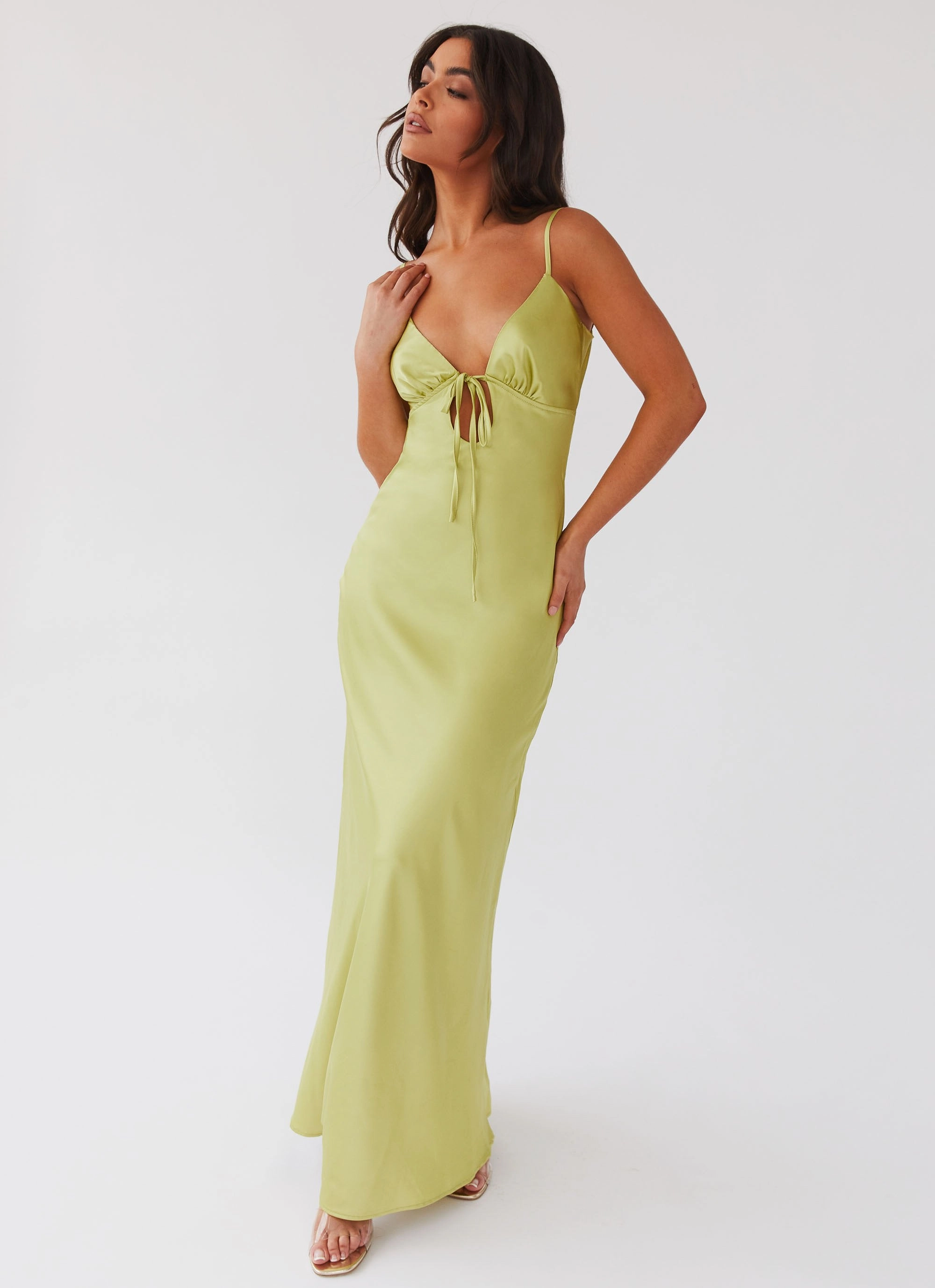 Easy-Storage Flora Satin Maxi Dress - Green Expectations