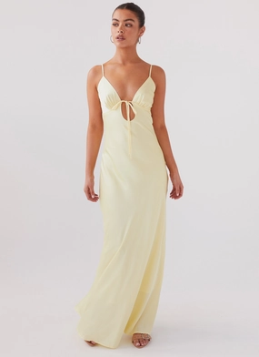Daywear Fit Flora Satin Maxi Dress - Lemon