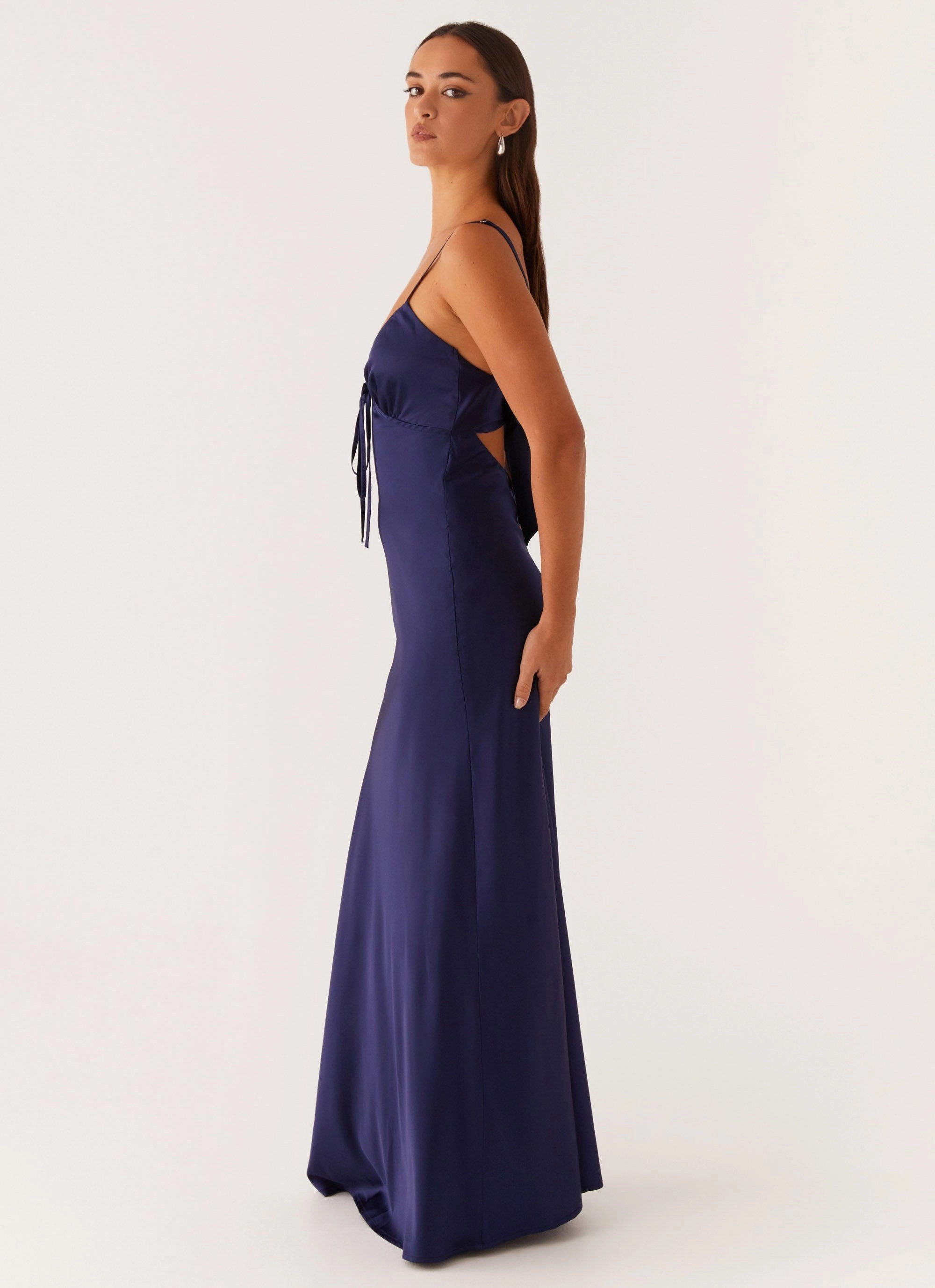 Flora Satin Maxi Dress - Navy Urban Classic