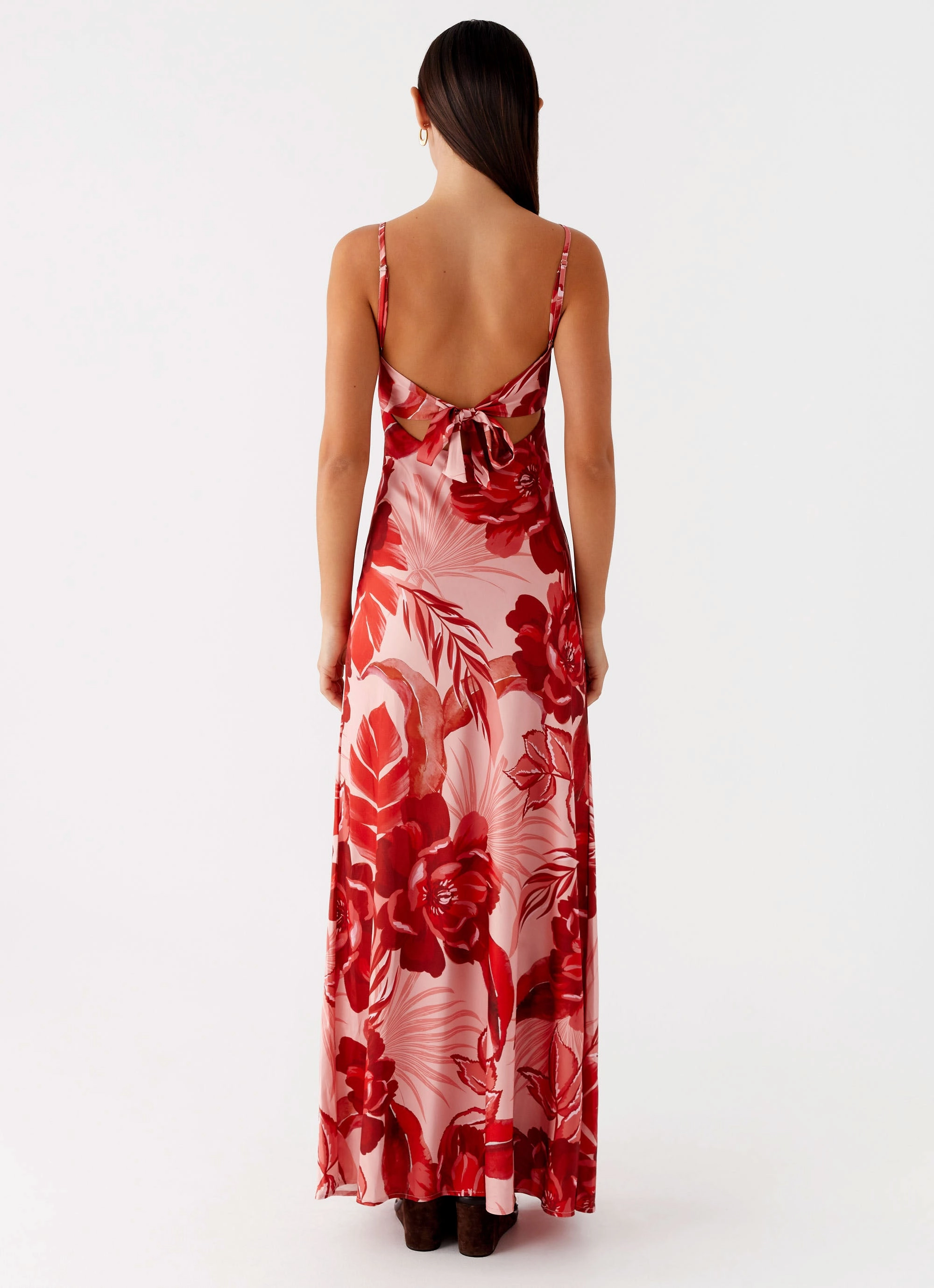 Gentle Motion Vibe Choice Flora Satin Maxi Dress - Sicily Sunsets Print