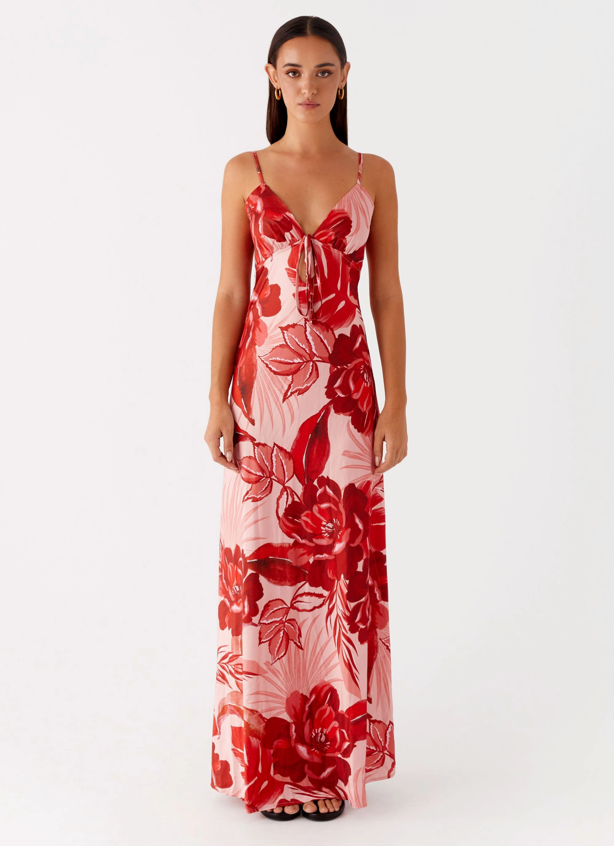 Refined Cut Flora Satin Maxi Dress - Sicily Sunsets Print
