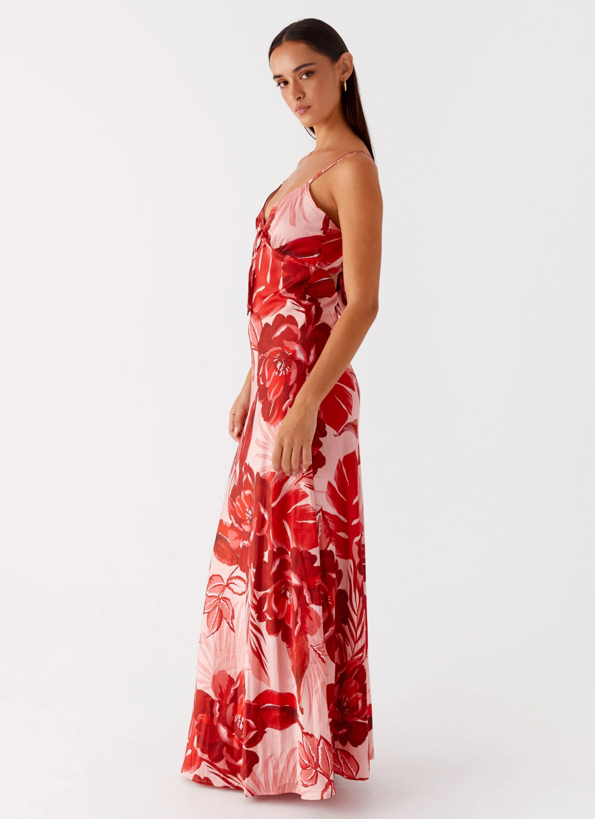 Smart Fit Wear Countryside-Style Flora Satin Maxi Dress - Sicily Sunsets Print