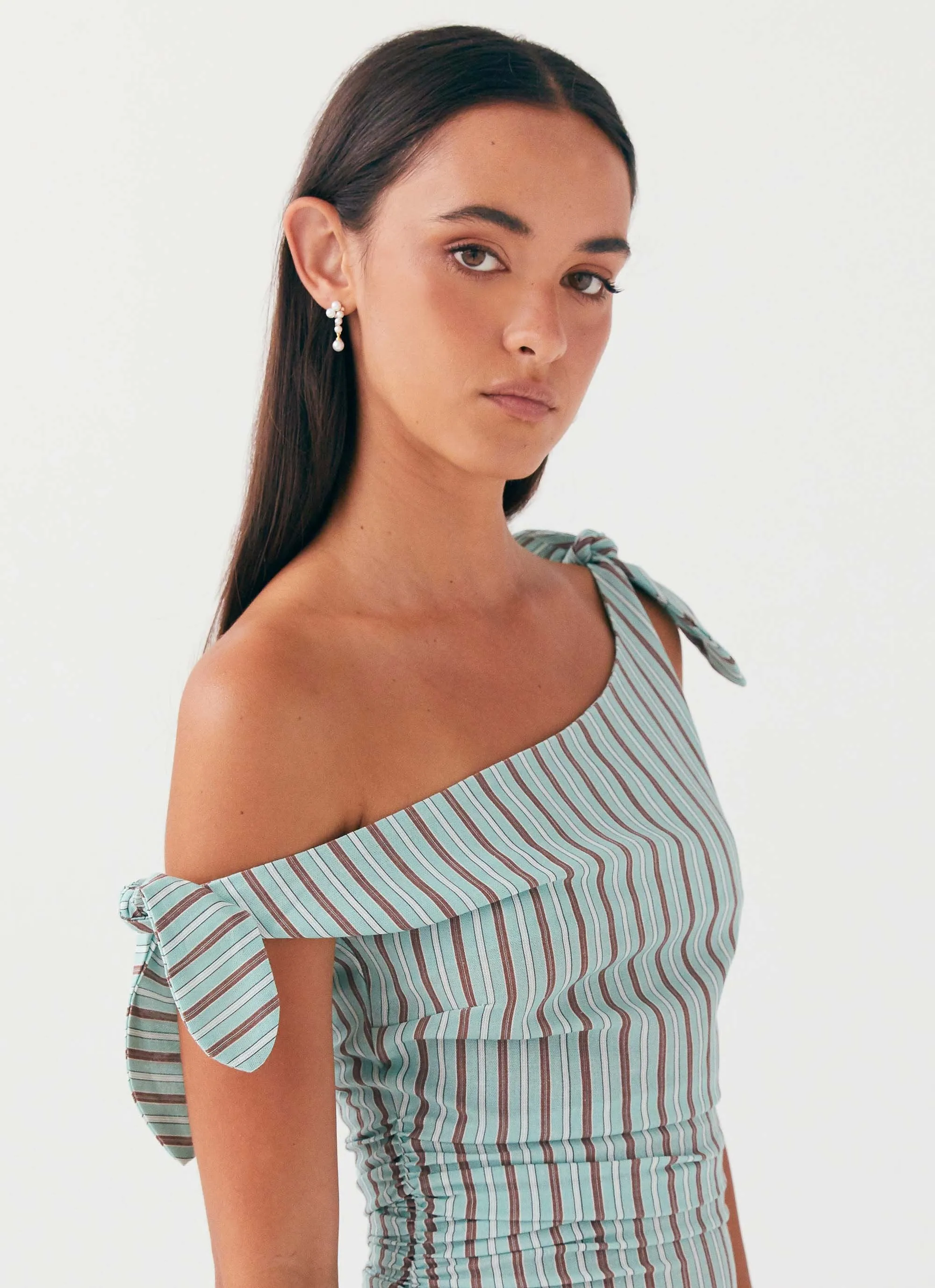 Pose Glow Amazonia Linen Mini Dress - Coastal Stripe