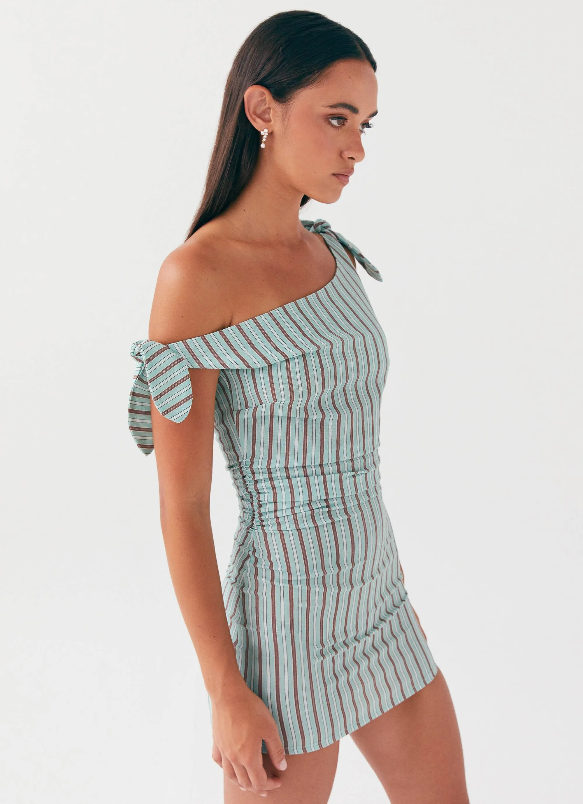 Amazonia Linen Mini Dress - Coastal Stripe Breeze Flow Cool Fabric