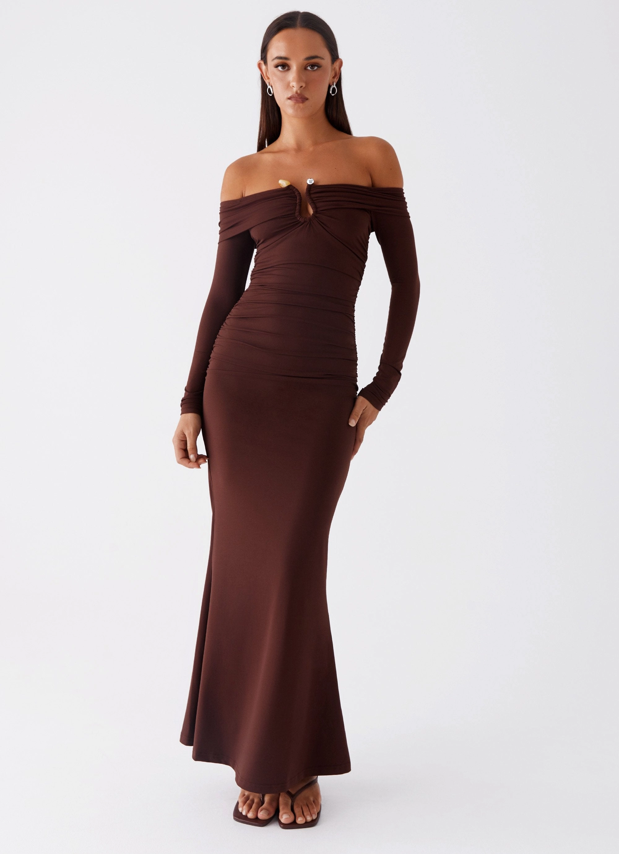 Rudy Long Sleeve Maxi Dress - Chocolate Cozy Texture All-Day Wear