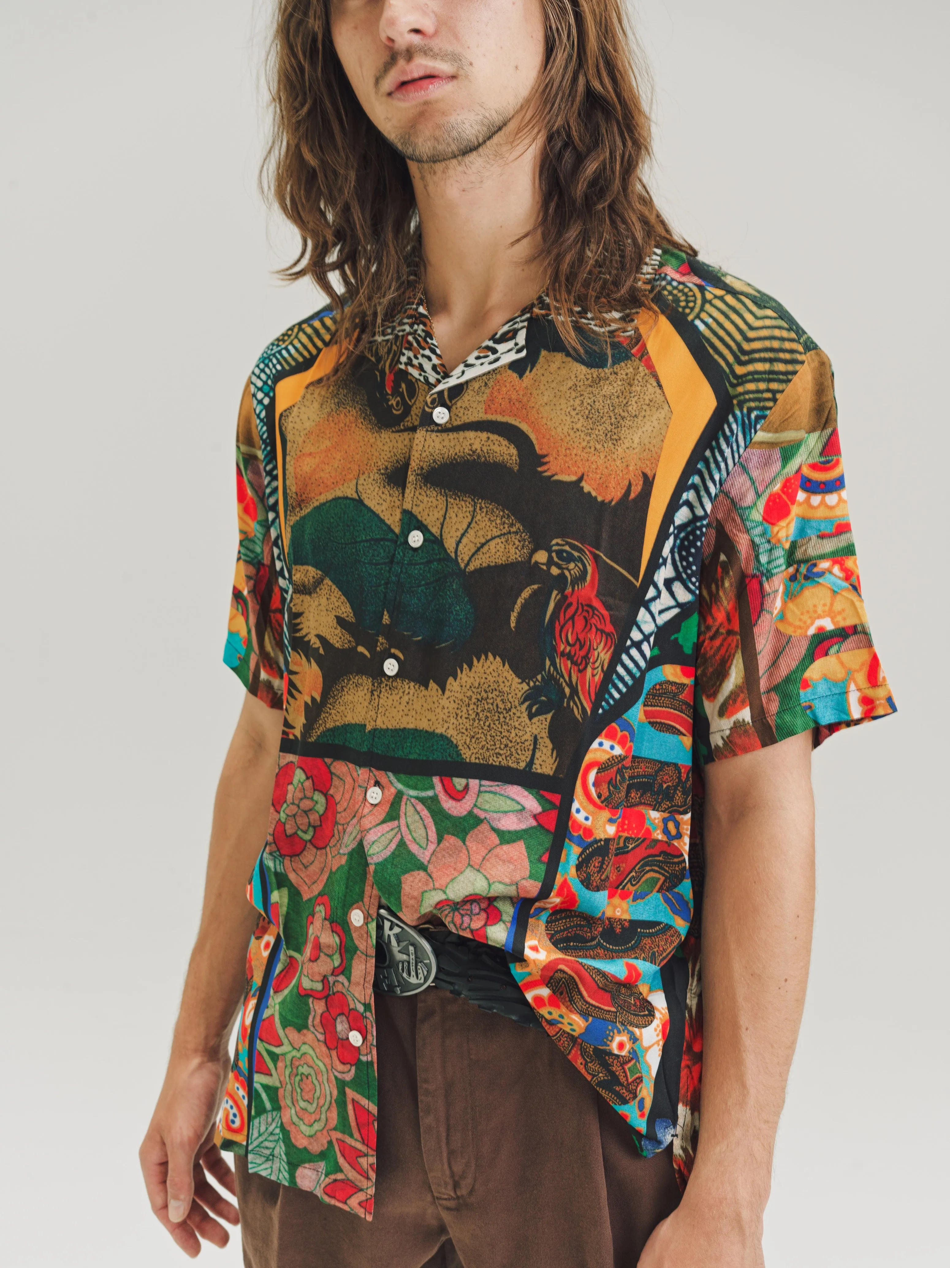 Flower Child Print Viscose Bowling Shirt