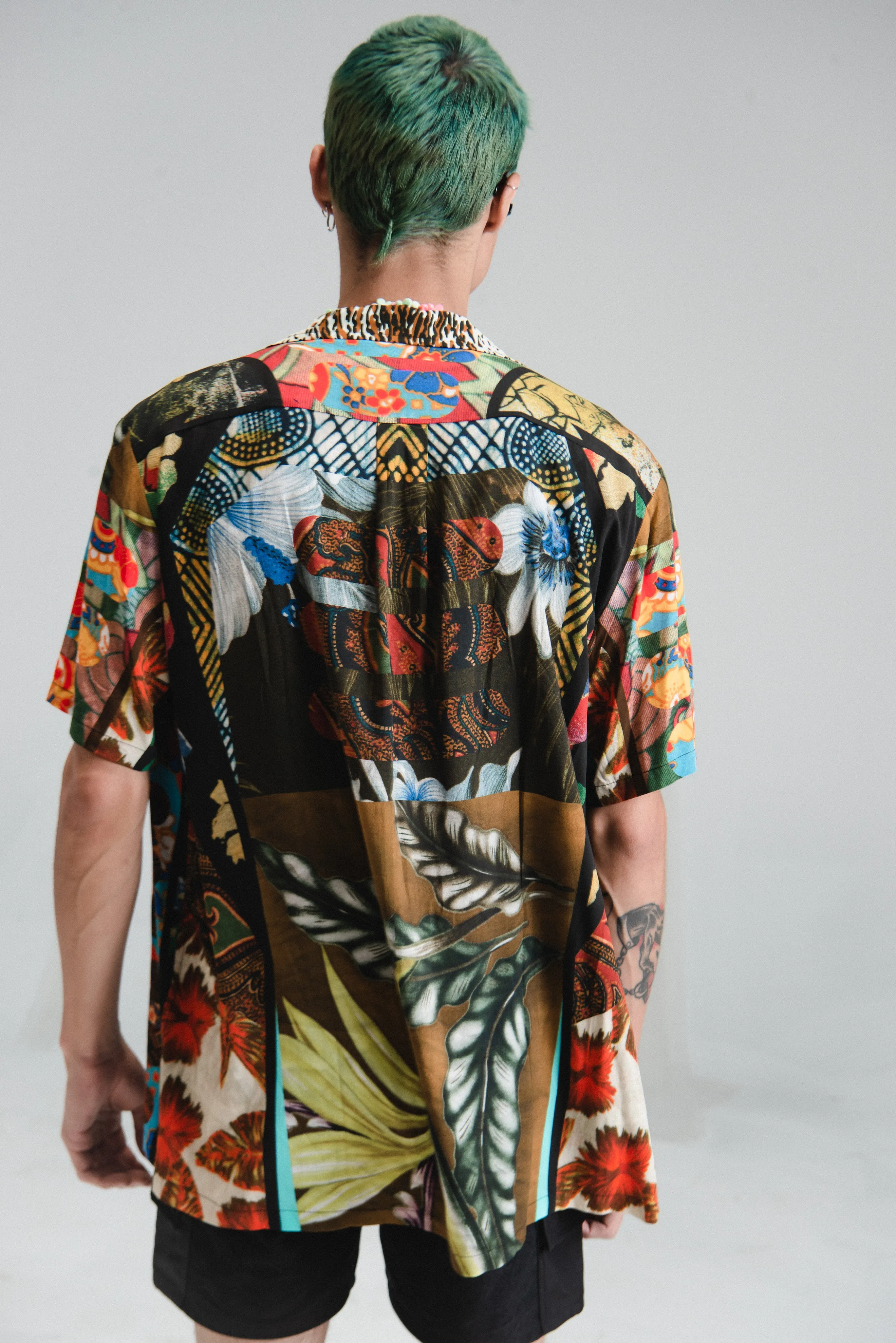 Flower Child Print Viscose Bowling Shirt