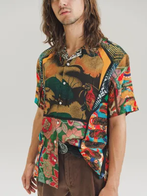 Flower Child Print Viscose Bowling Shirt