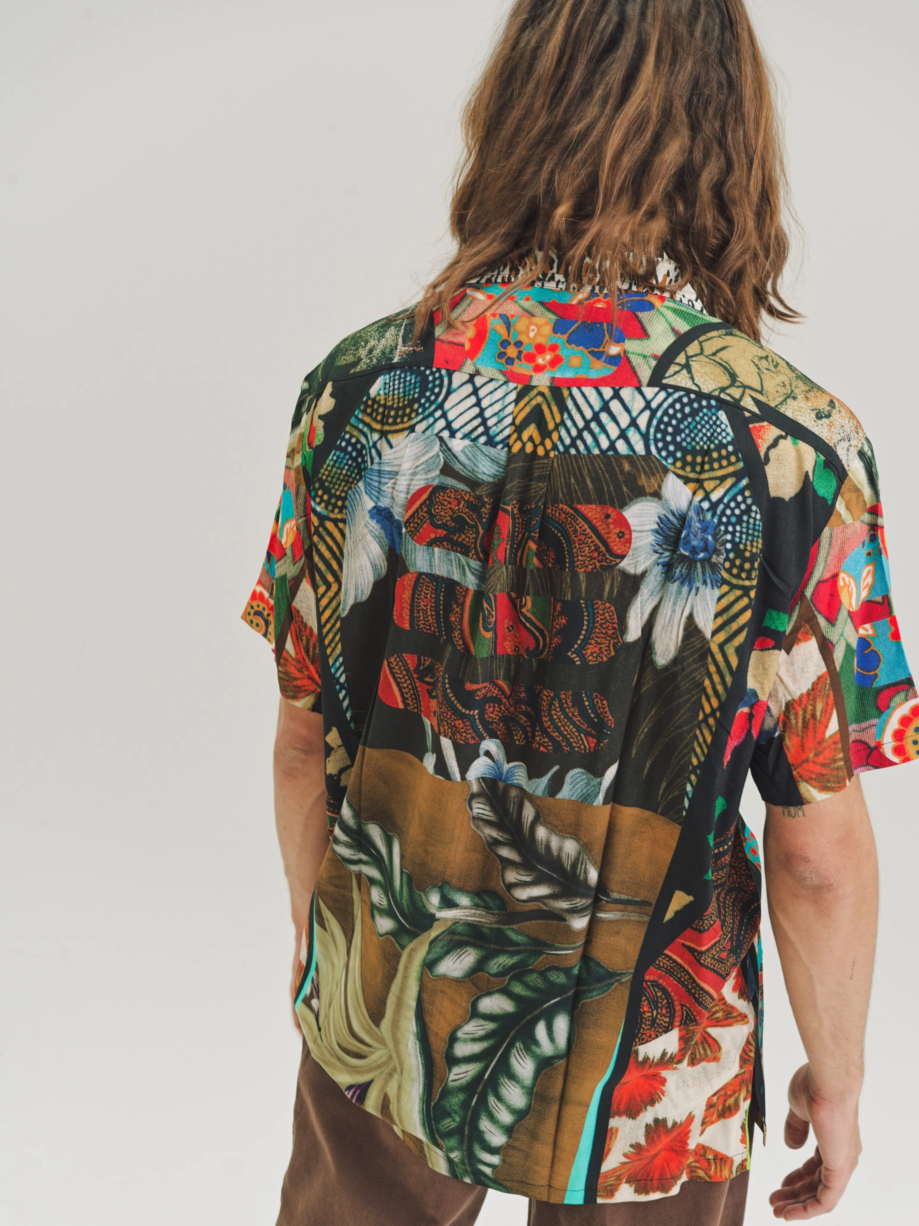 Flower Child Print Viscose Bowling Shirt