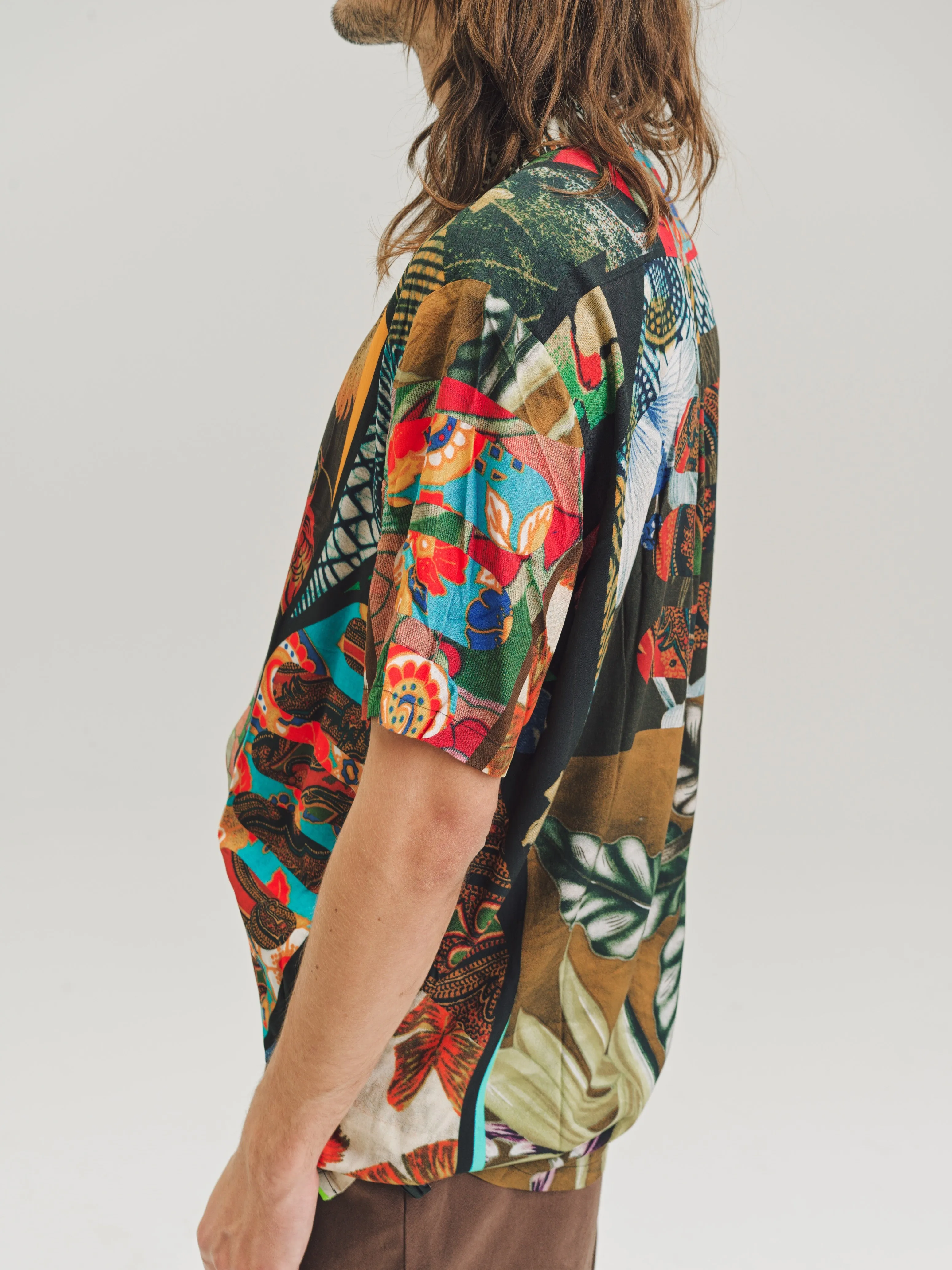 Flower Child Print Viscose Bowling Shirt