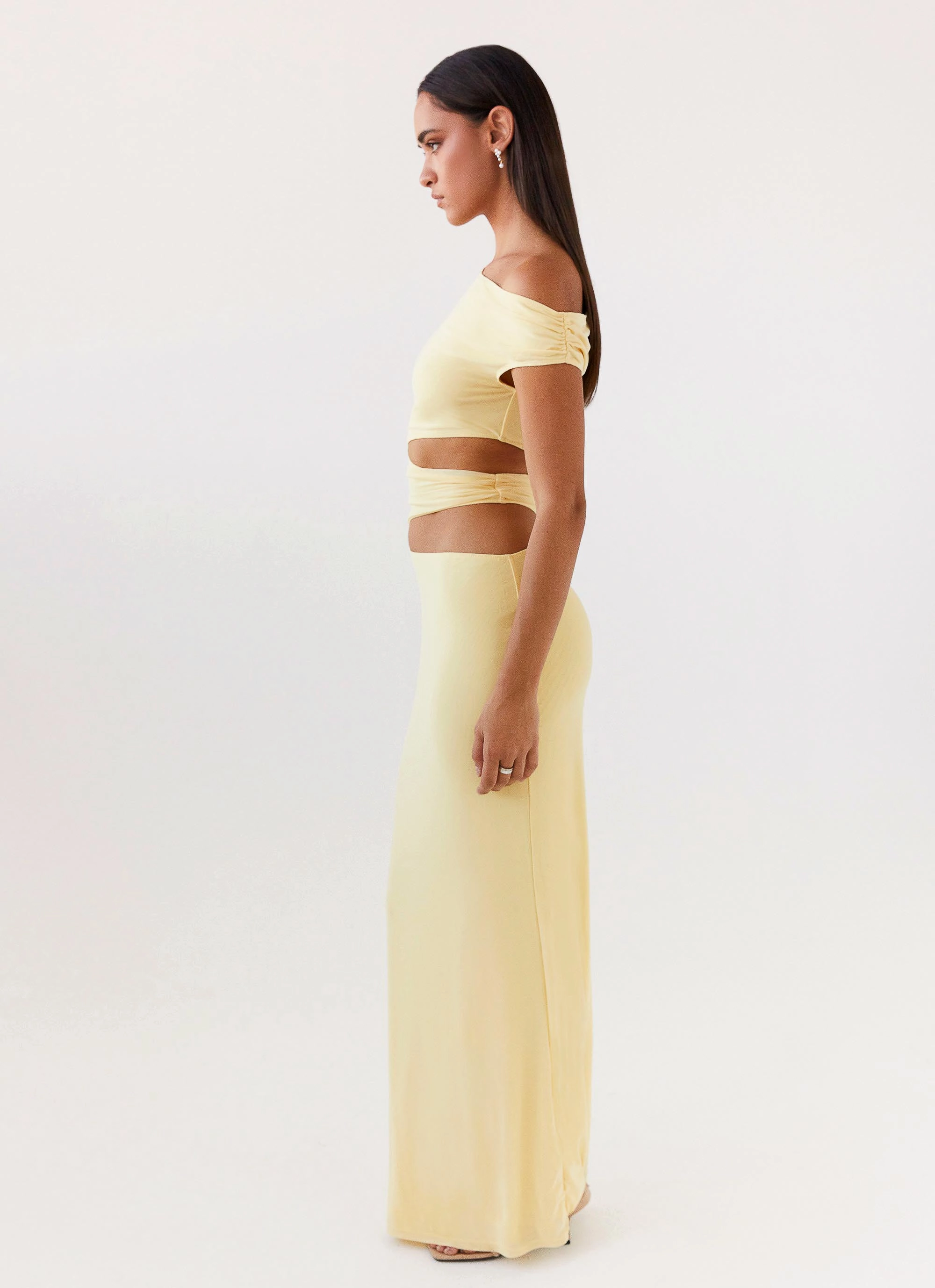 LayeredHemline Margot One Shoulder Maxi Dress - Yellow